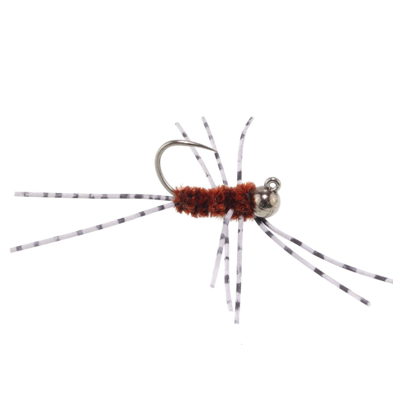 Barbless Pat's Barred Rubber Legs Tungsten Bead Jigged Brown Euro Nymph - Set of 12 Flies Hook Size 6