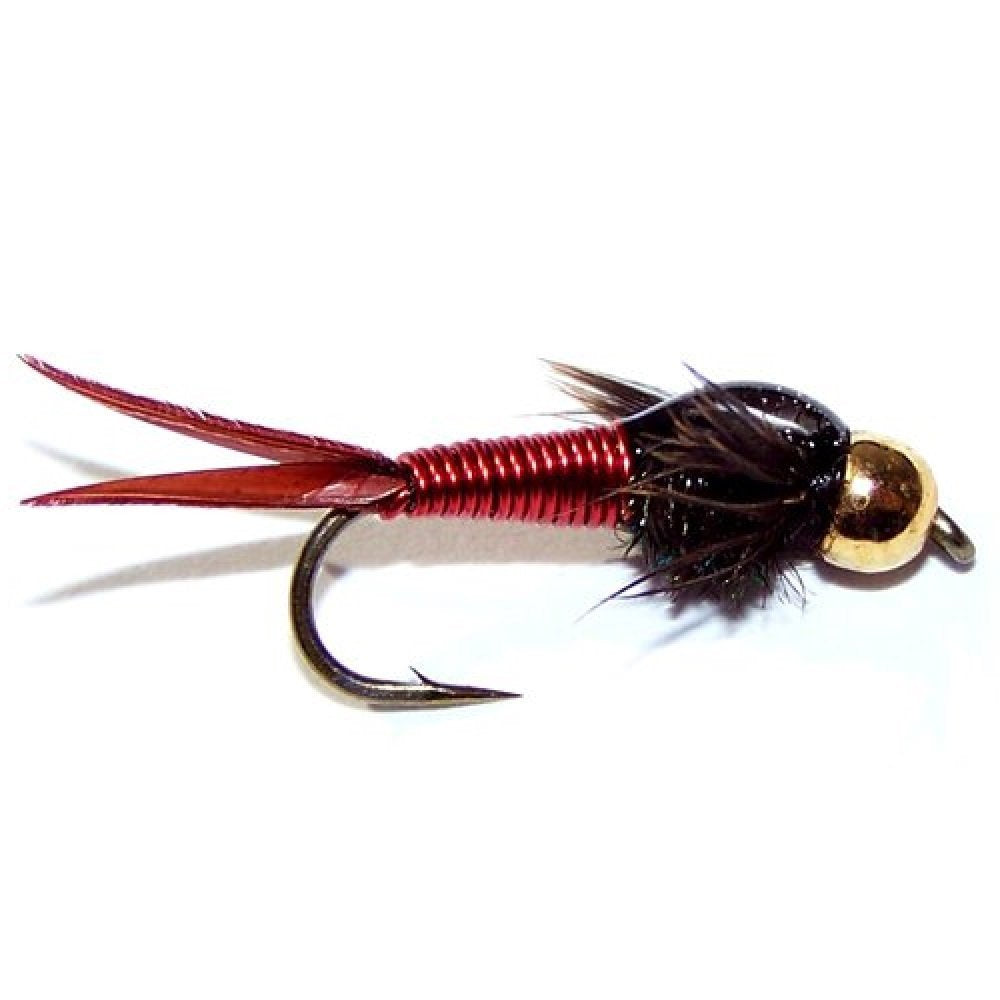 Bead Head Red Copper John Nymph Fly 6 Flies - Hook Size 16