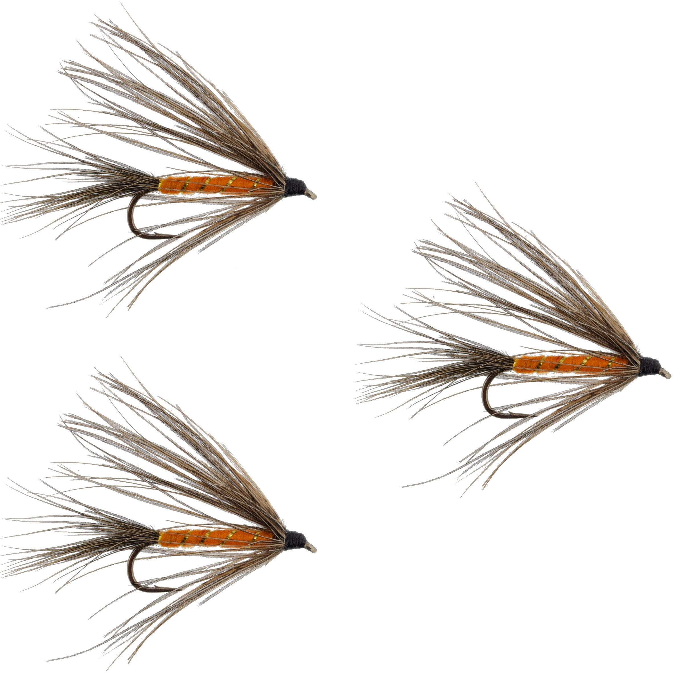 3 Pack Carey Special Soft Hackle Grouse and Orange Wet Fly - Hook Size 10