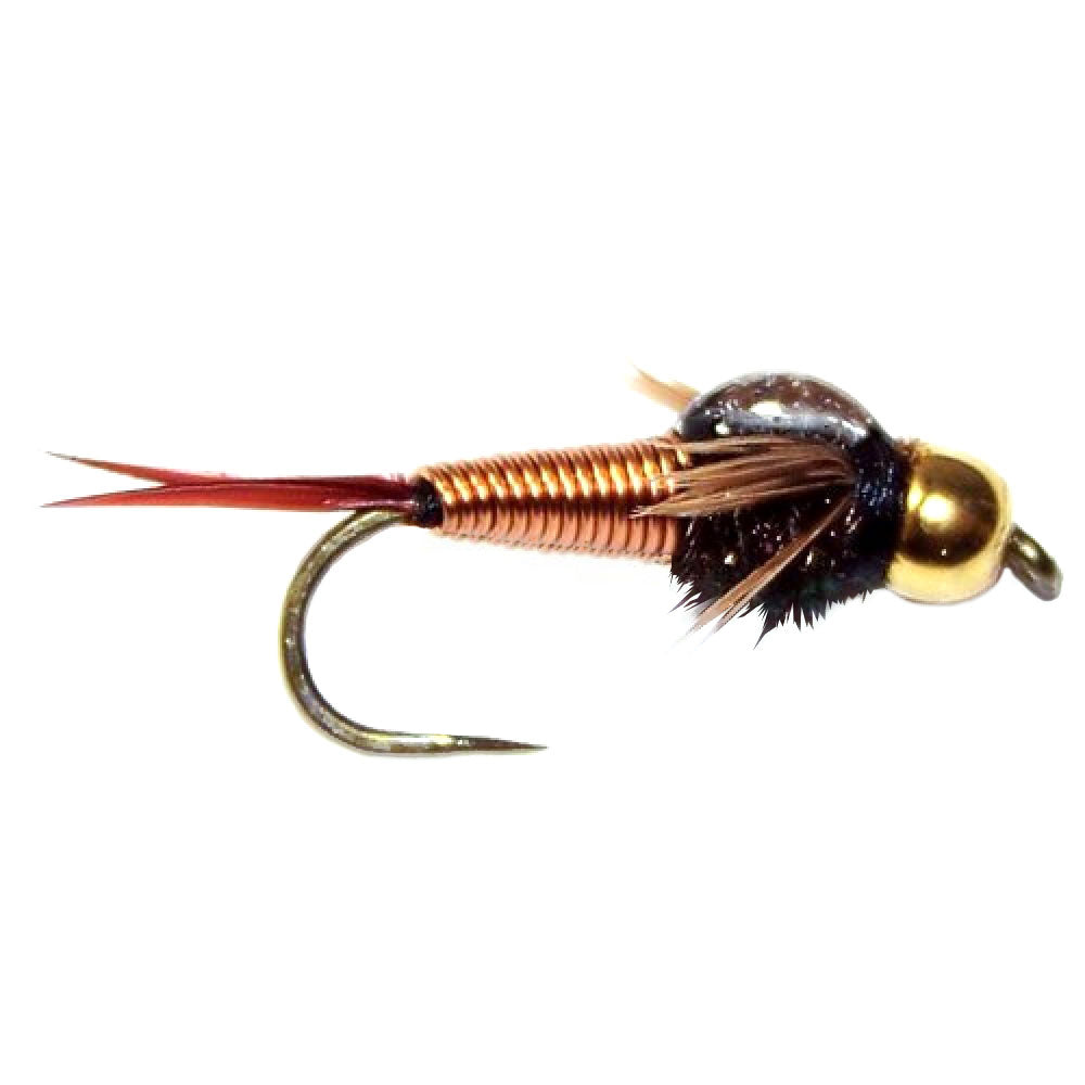Barbless Bead Head Copper John Nymph Fly 1 Dozen Fishing Flies - Hook Size 10
