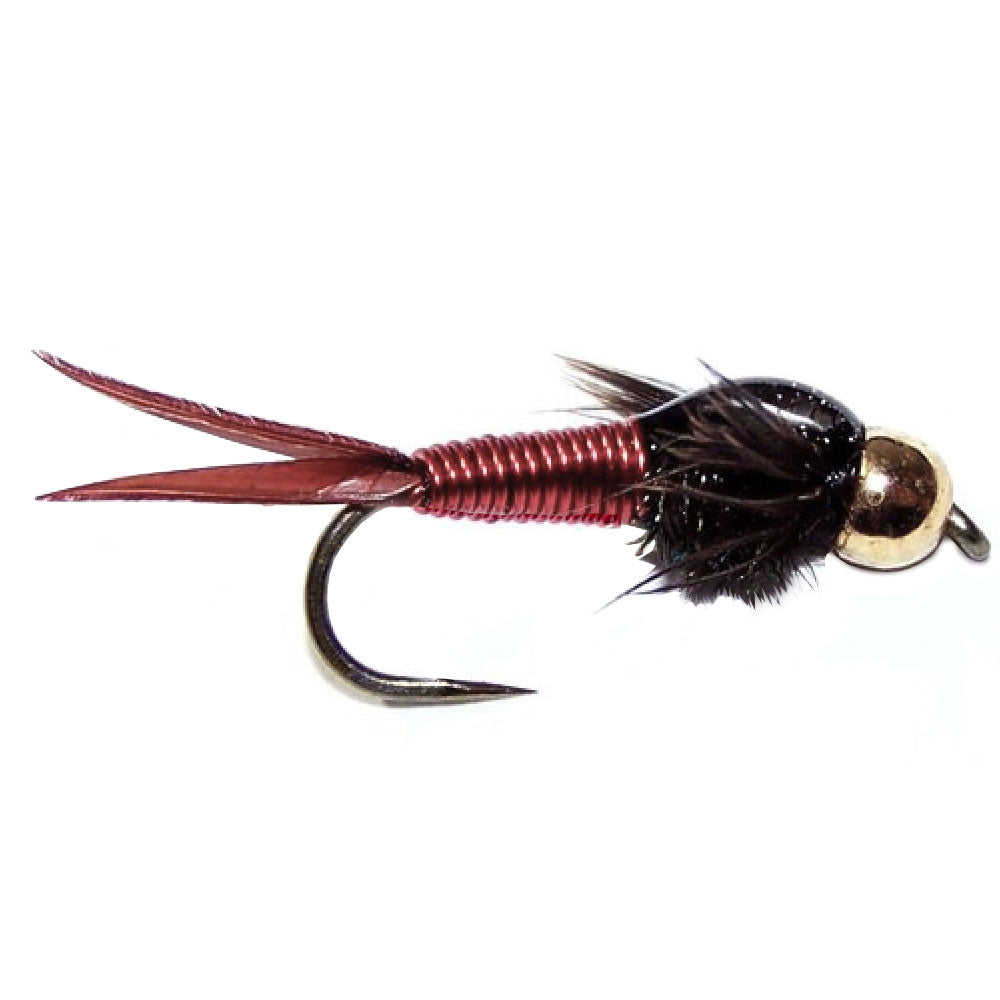 3 Pack Barbless Bead Head Red Copper John Nymph Fly Fishing Flies - Hook Size 16