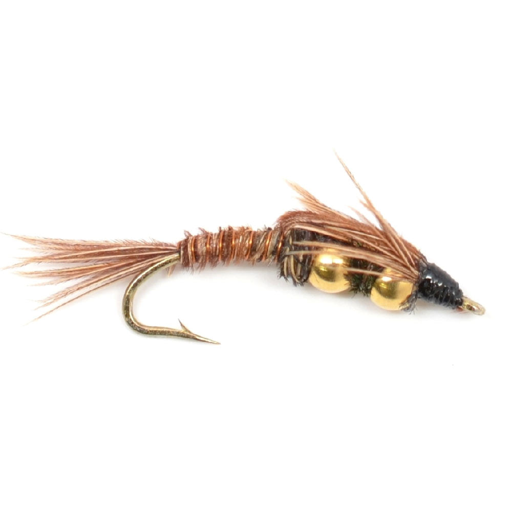 Double Bead Pheasant Tail Nymph Fly Fishing Flies - 6 Flies Hook Size 8