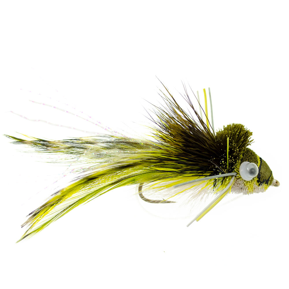 Bass Bug Collection - Set of 12 Bass Fly Fishing Flies - Surface Poppers Frog, Rat, Mouse and Divers - Hook Sizes 2,4, 6 and 8
