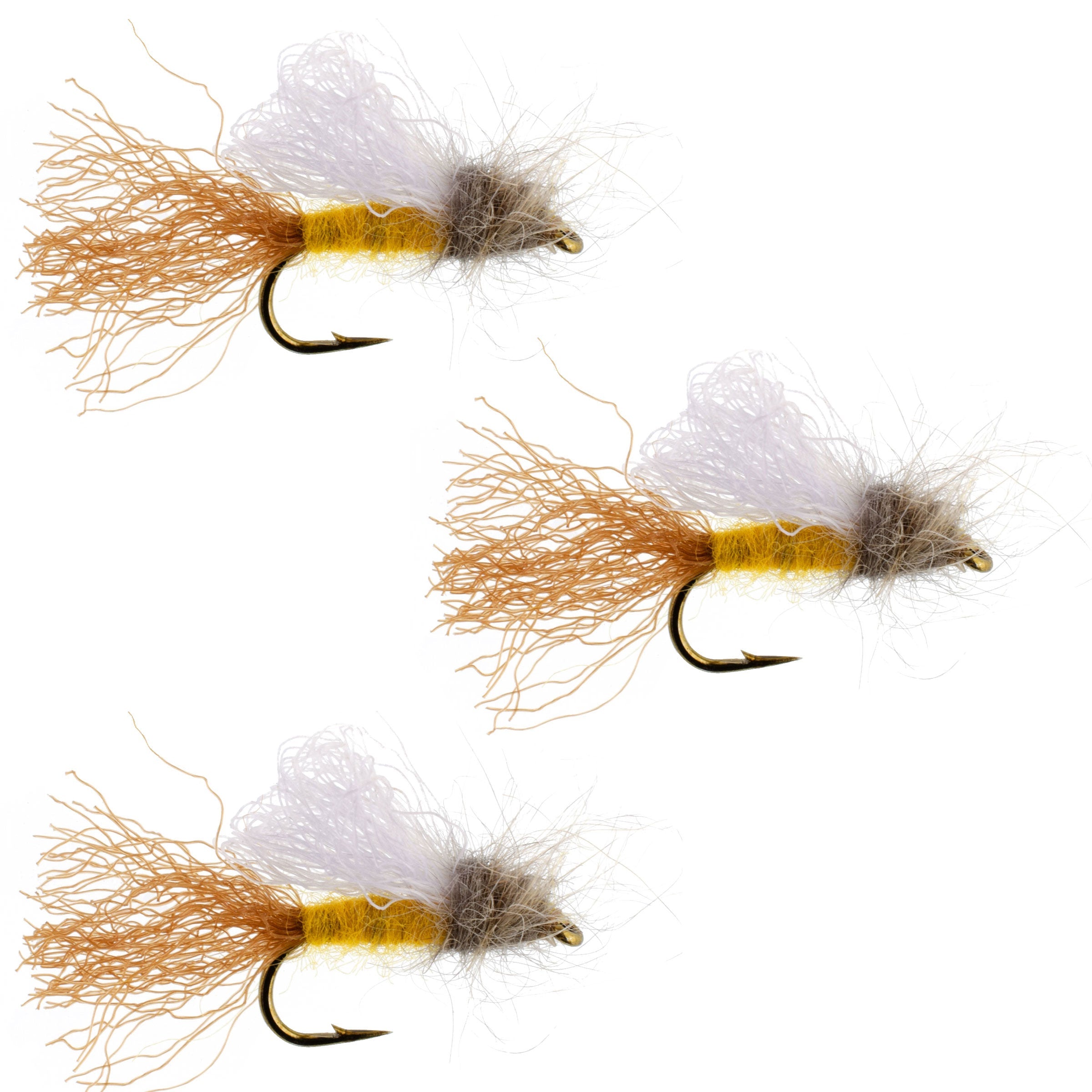3 Pack Amber Iris Caddis Emerger Caddis Trout Dry Fly - Hook Size 14