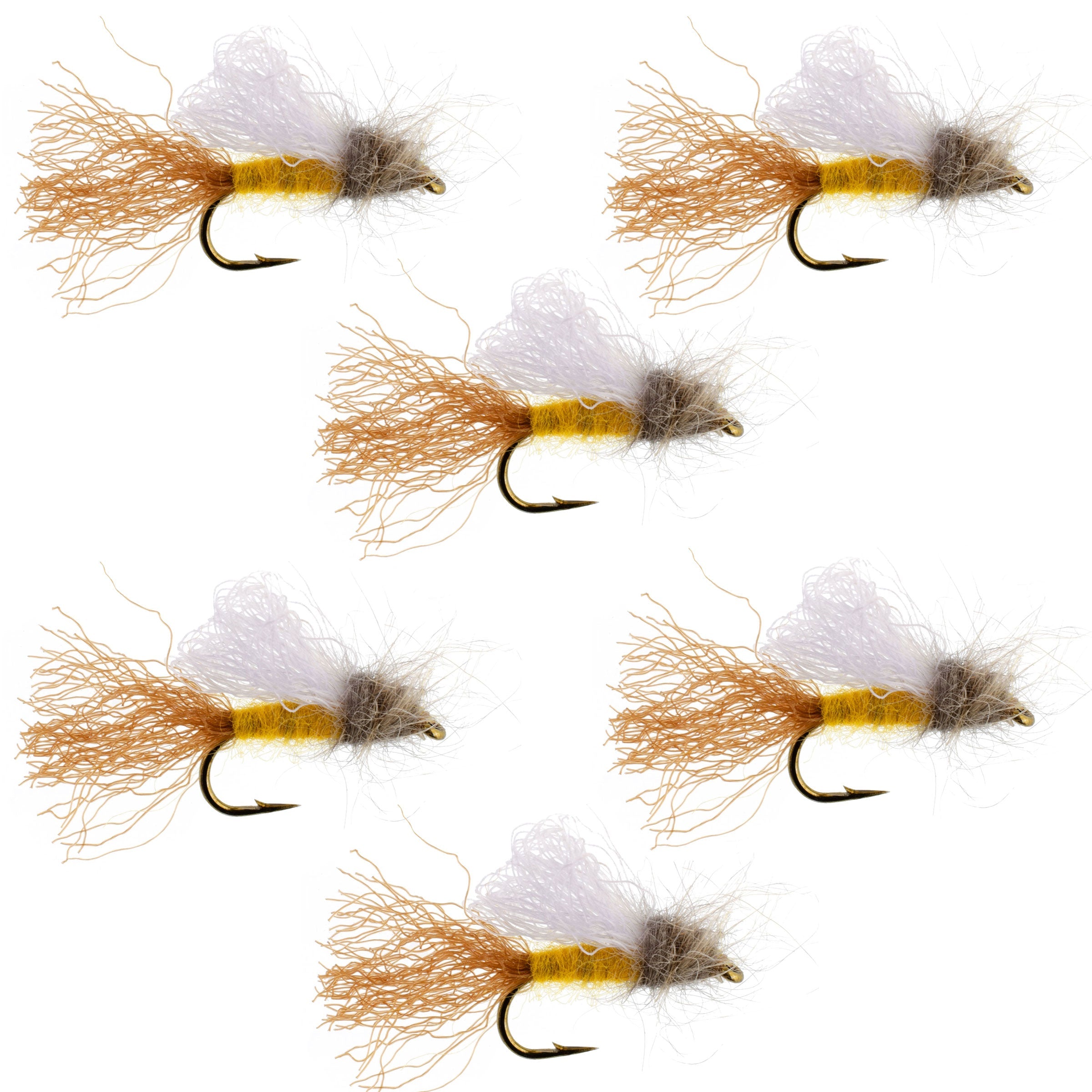Amber Iris Caddis Emerger Caddis Trout Dry Fly - 6 Flies Hook Size 16