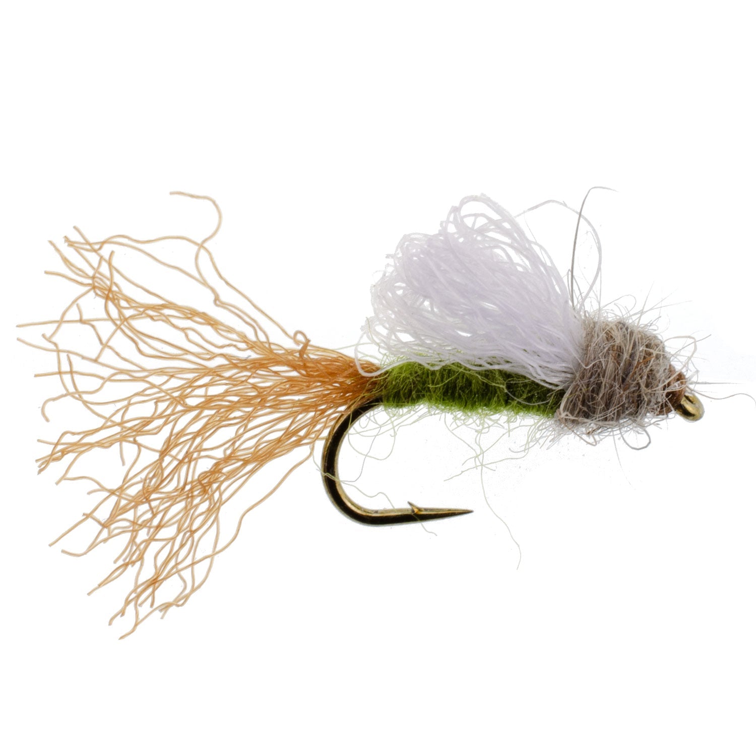 Olive Iris Caddis Emerger Caddis Trout Dry Fly - 12 Flies Hook Size 14