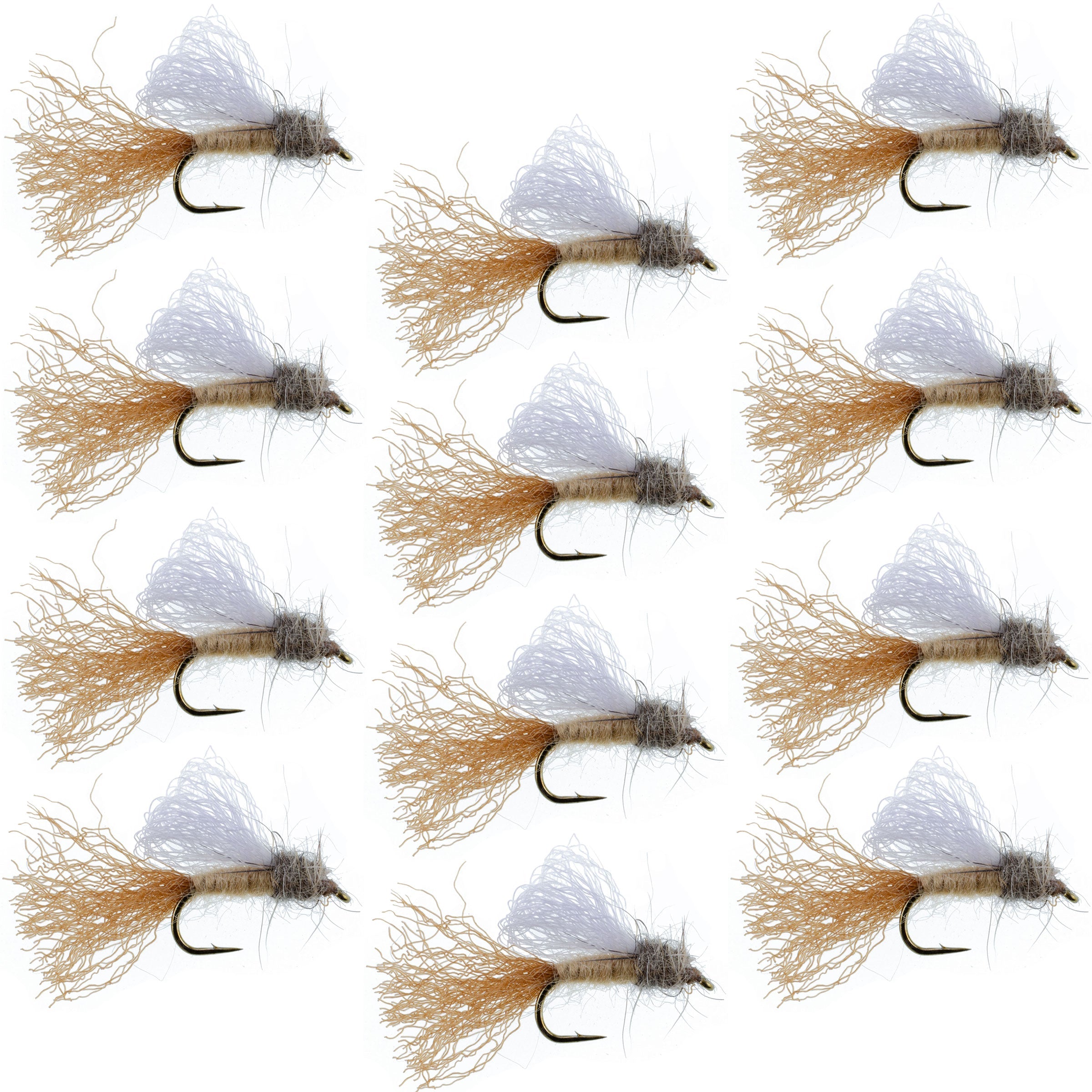 Tan Iris Caddis Emerger Caddis Trout Dry Fly - 12 Flies Hook Size 14