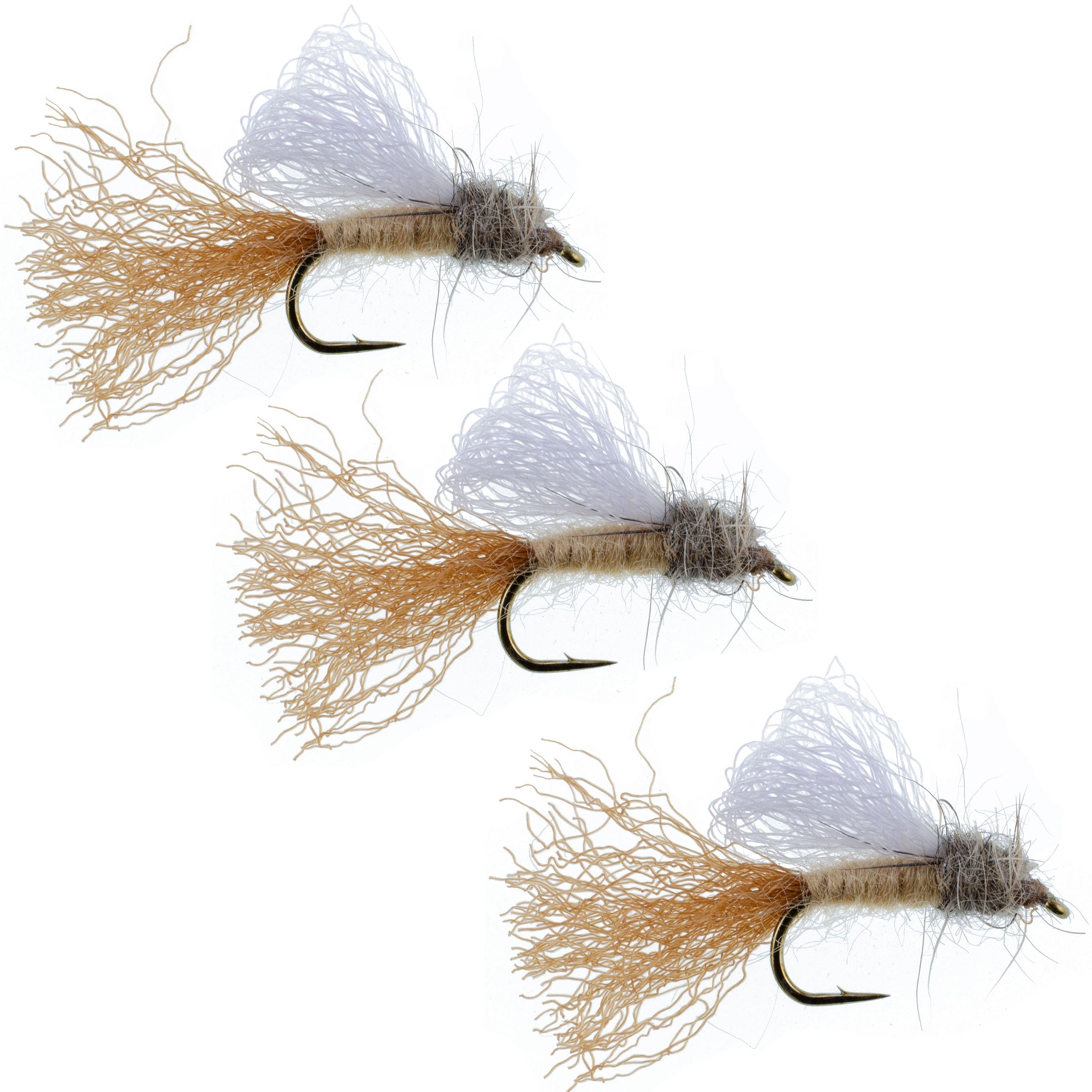 3 Pack Tan Iris Caddis Emerger Caddis Trout Dry Fly - Hook Size 14