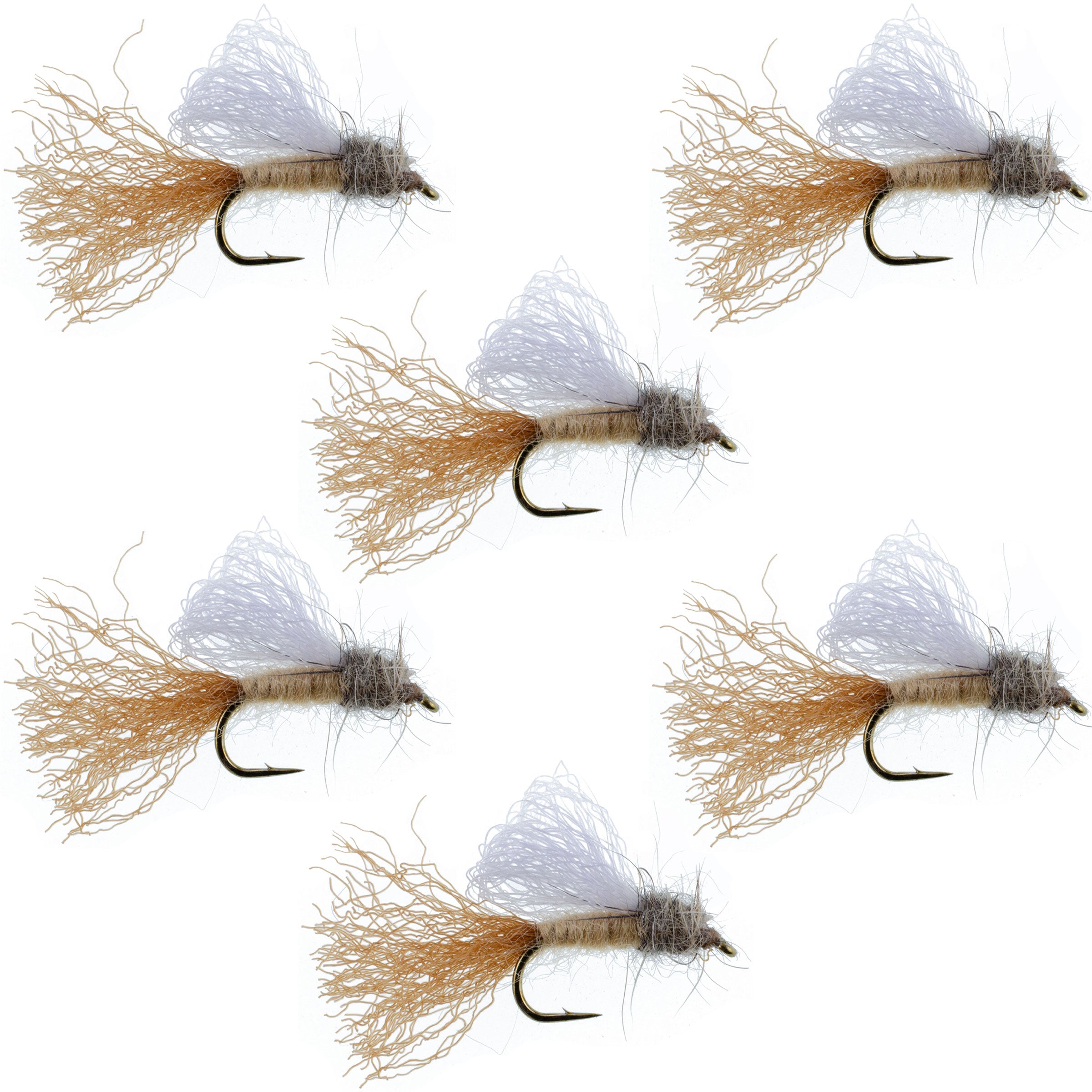 Tan Iris Caddis Emerger Caddis Trout Dry Fly - 6 Flies Hook Size 16
