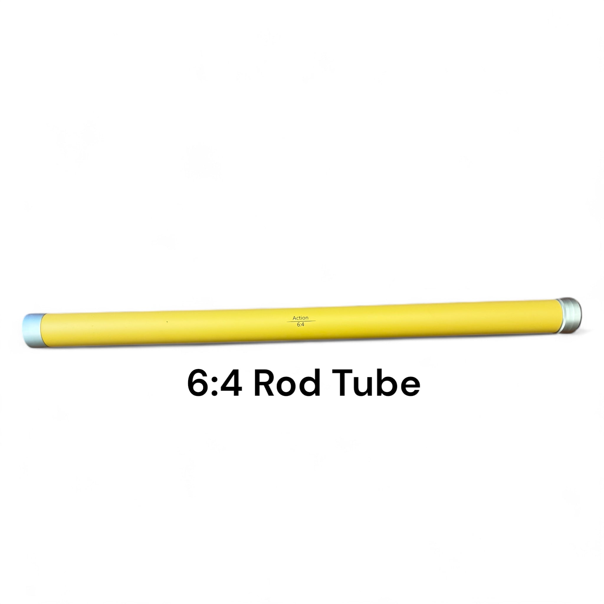 Durable yellow rod tube replacement for the Middle Fork 6:4 Tenkara Rod by Wasatch Tenkara Rods, featuring end caps for secure protection during travel and storage. Designed to fit the Triple Zoom 9'/10'6"/12' configuration.