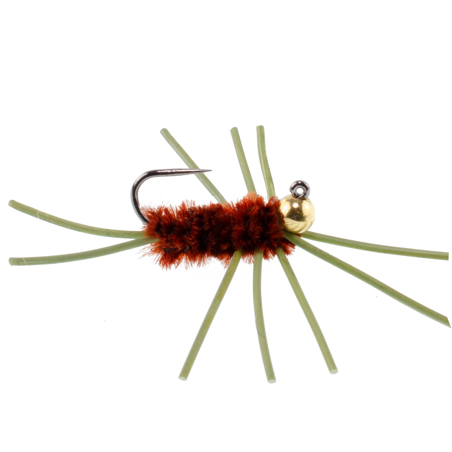 Barbless Pat's Rubber Legs Tungsten Bead Jigged Brown Euro Nymph - Set of 12 Flies Hook Size 10