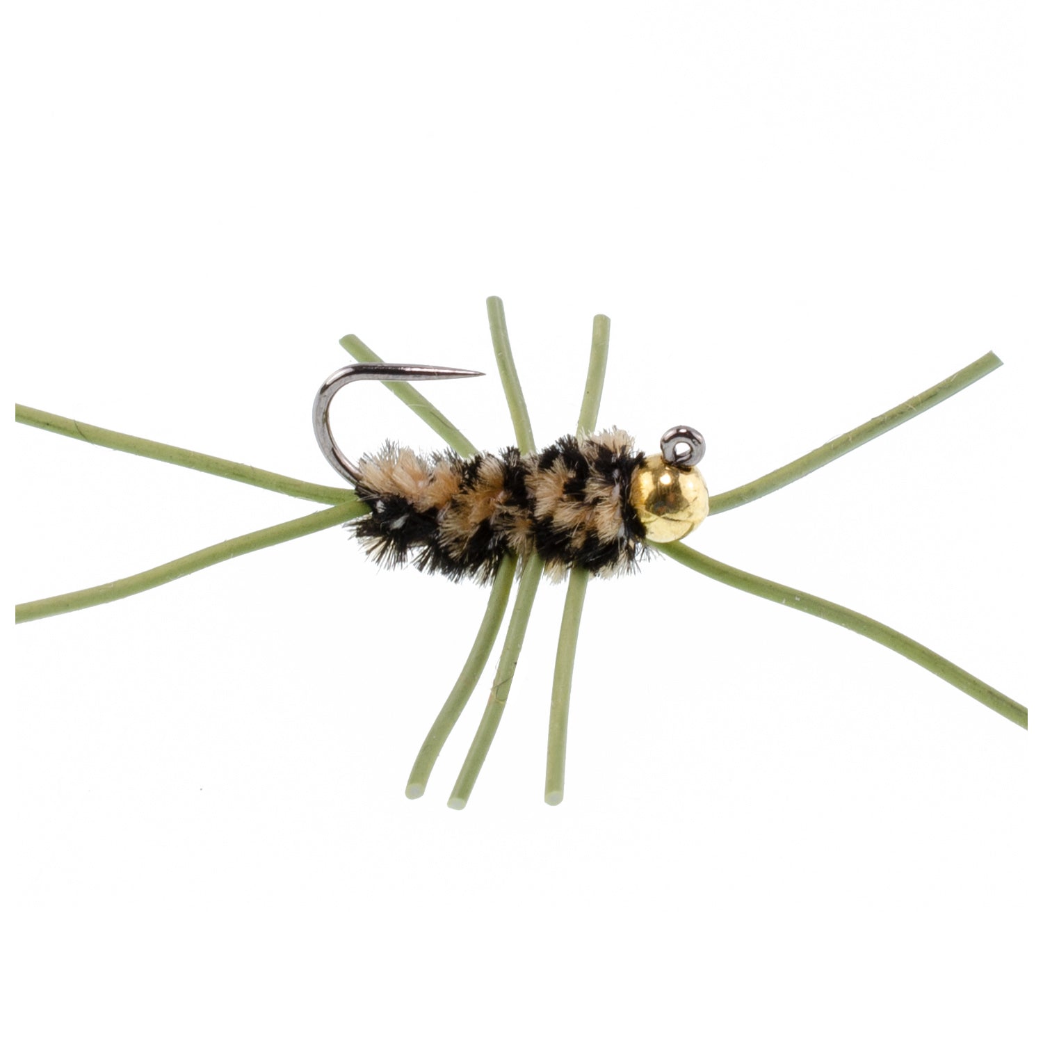 Barbless Pat's Rubber Legs Tungsten Bead Jigged Coffee/Black Euro Nymph - Set of 6 Flies Hook Size 10