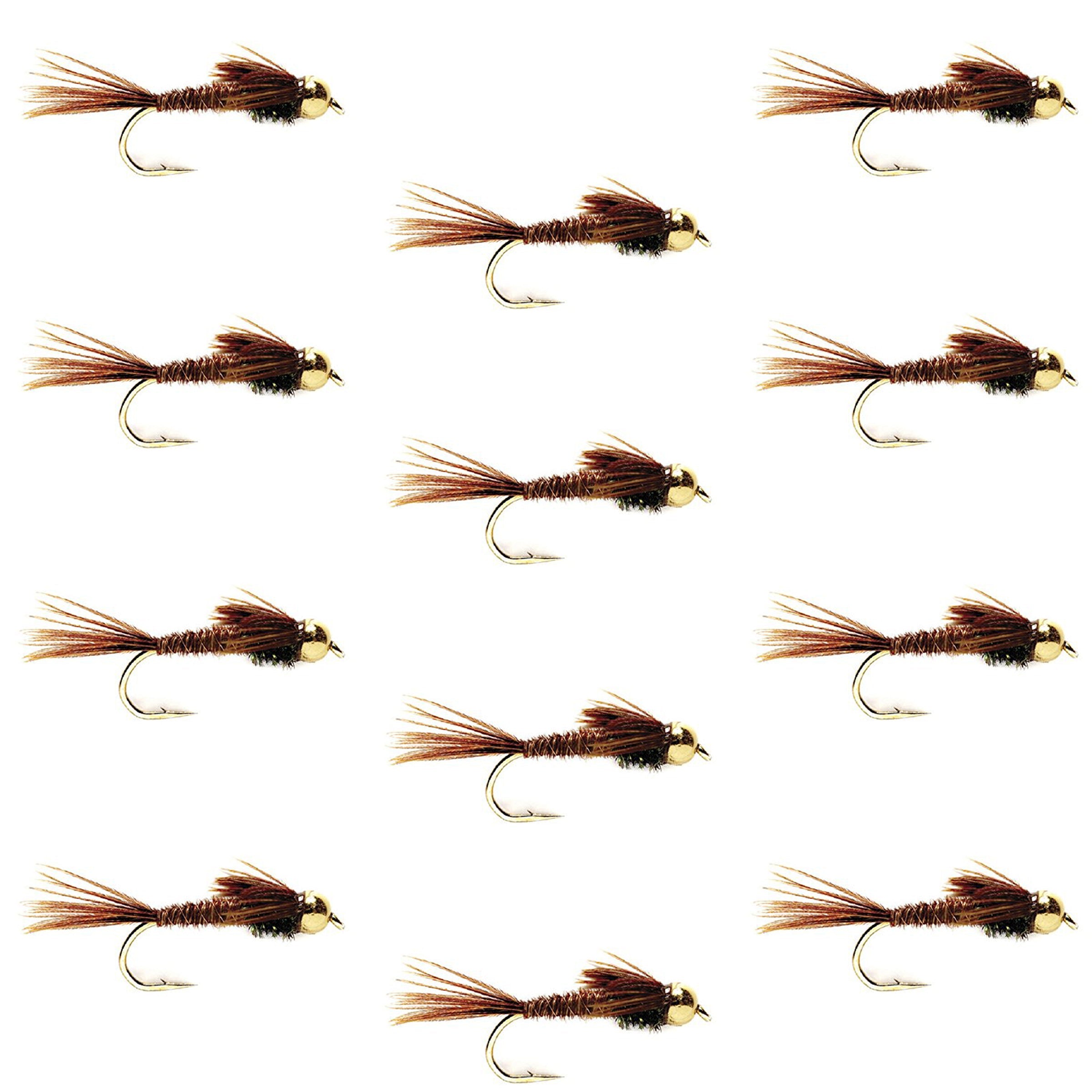 Bead Head Pheasant Tail Nymph 1 Dozen Fly Fishing Flies Size 10