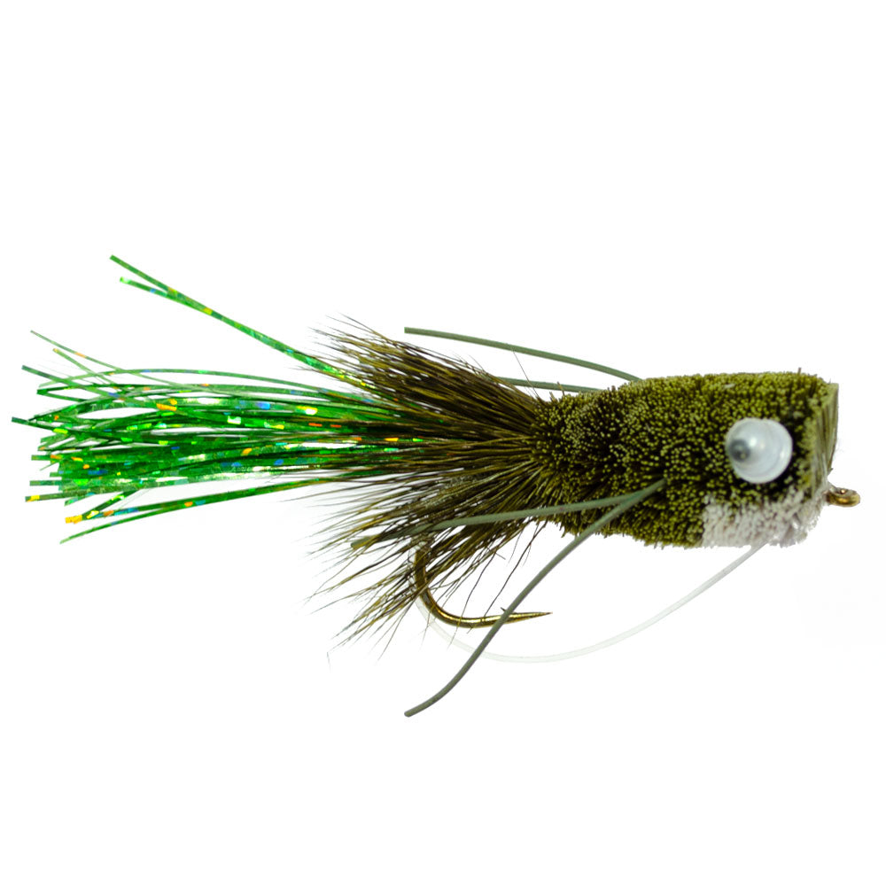Bass Bug Collection - Set of 12 Bass Fly Fishing Flies - Surface Poppers Frog, Rat, Mouse and Divers - Hook Sizes 2,4, 6 and 8