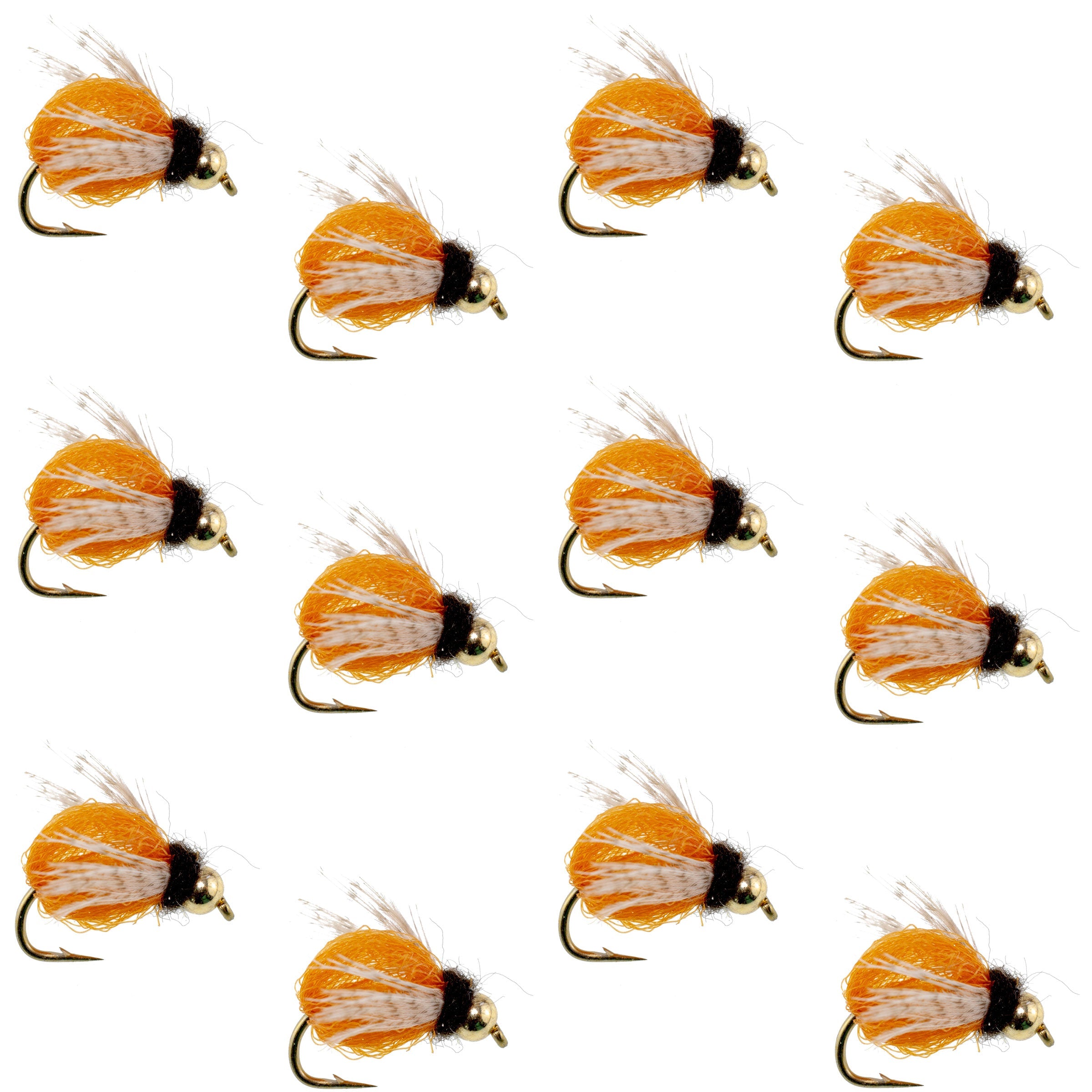 Bead Head LaFontaine Amber Deep Sparkle Caddis Pupa - 1 Dozen Flies Hook Size 16