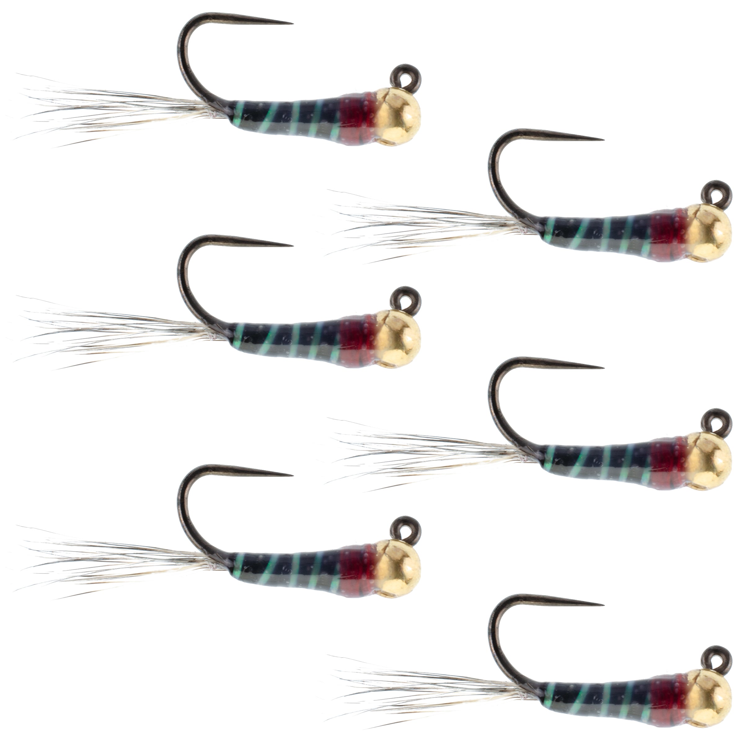 Tungsten Perdigon Fliegen 6er Pack - Schwarz/Lila Nymphen Mit Jig Head