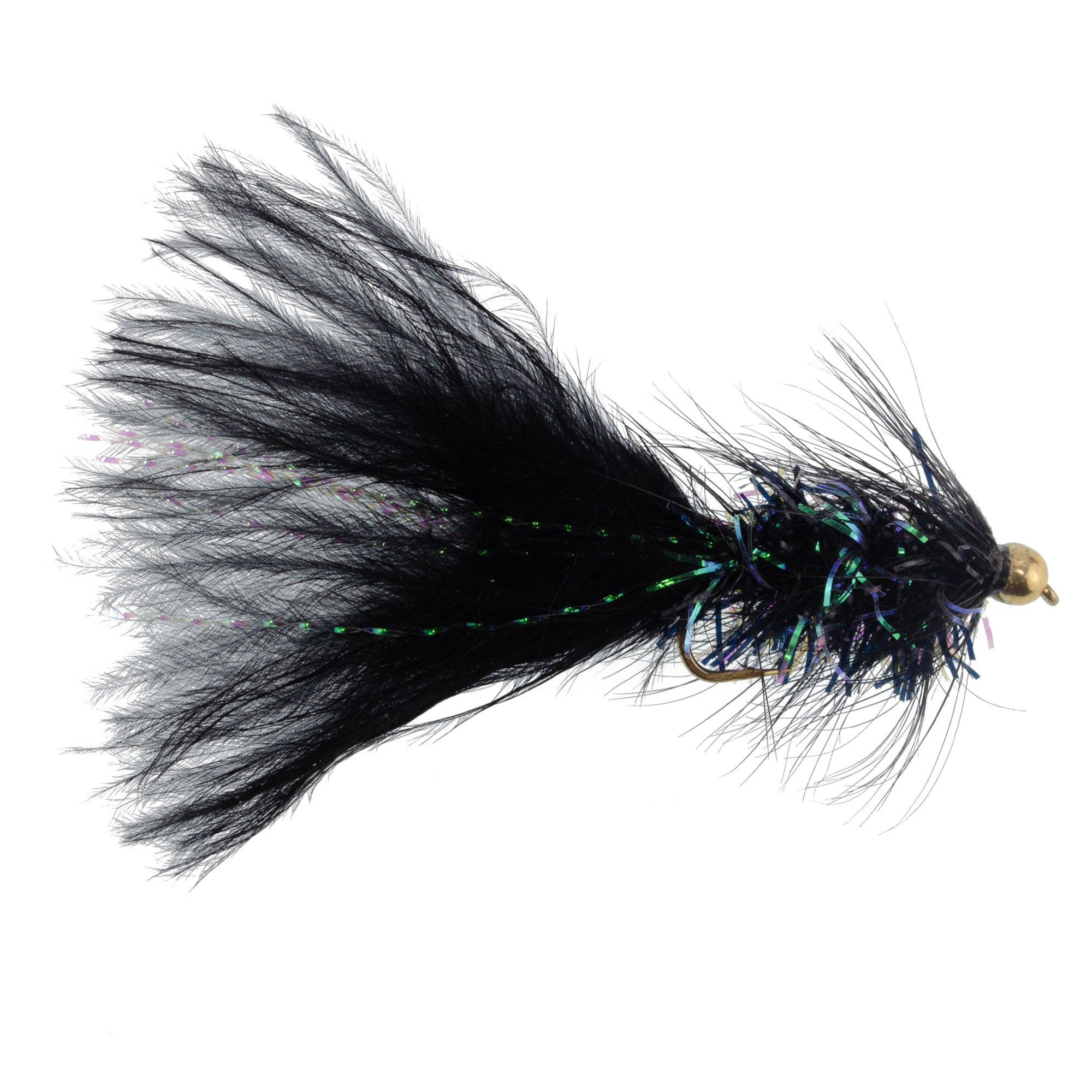 3 Pack Black Bead Head Crystal Woolly Bugger Streamer - Size 8