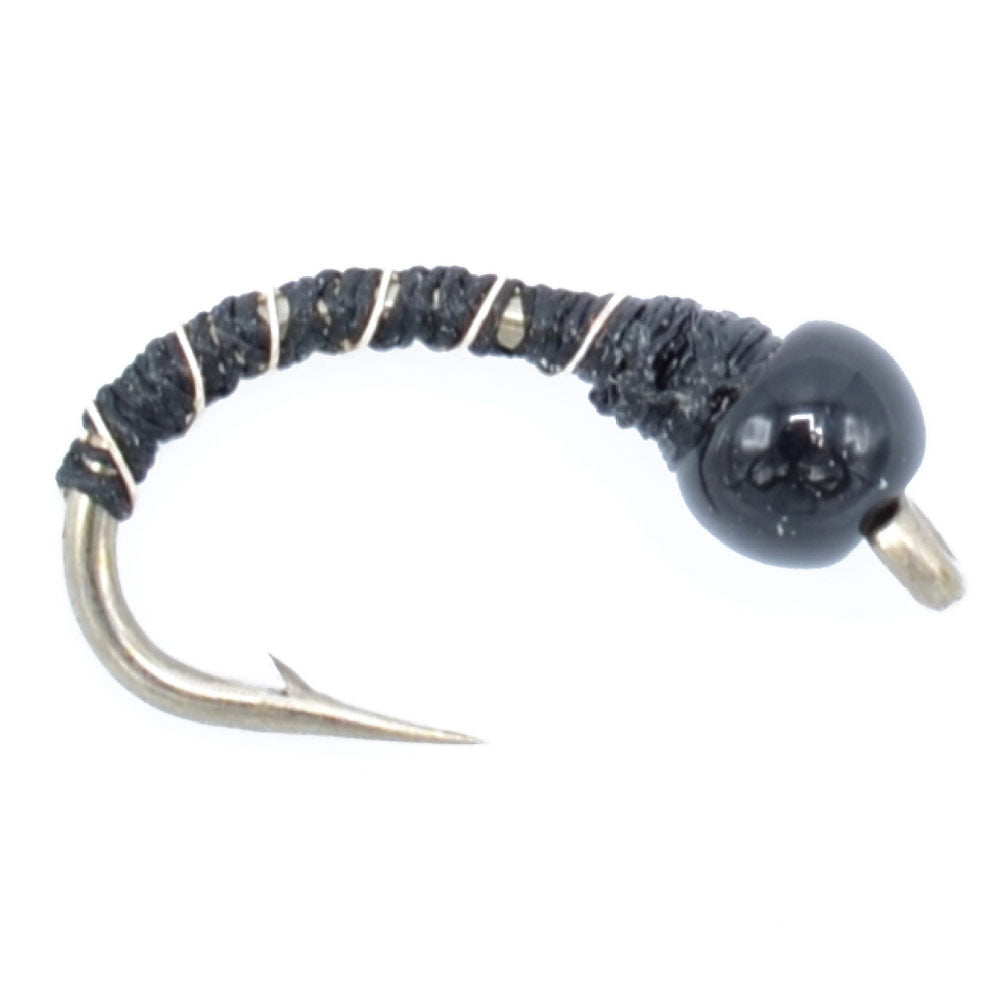 3 Pack Bead Head Black Zebra Midge Still Water Nymph Fly Fishing Fly Hook Size 14