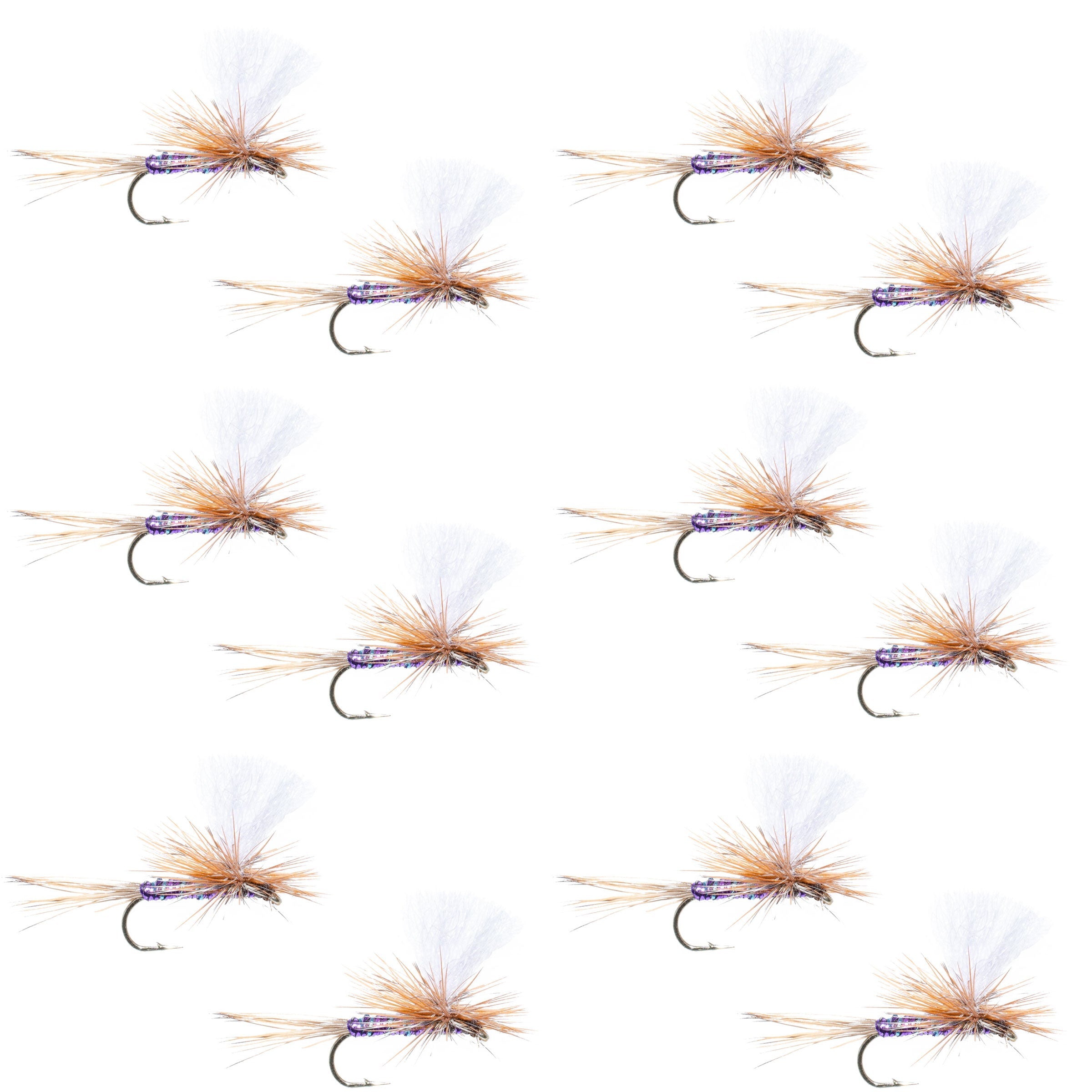 Parachute Super Flash Purple Haze Dry Fly - 12 Flies Size 16