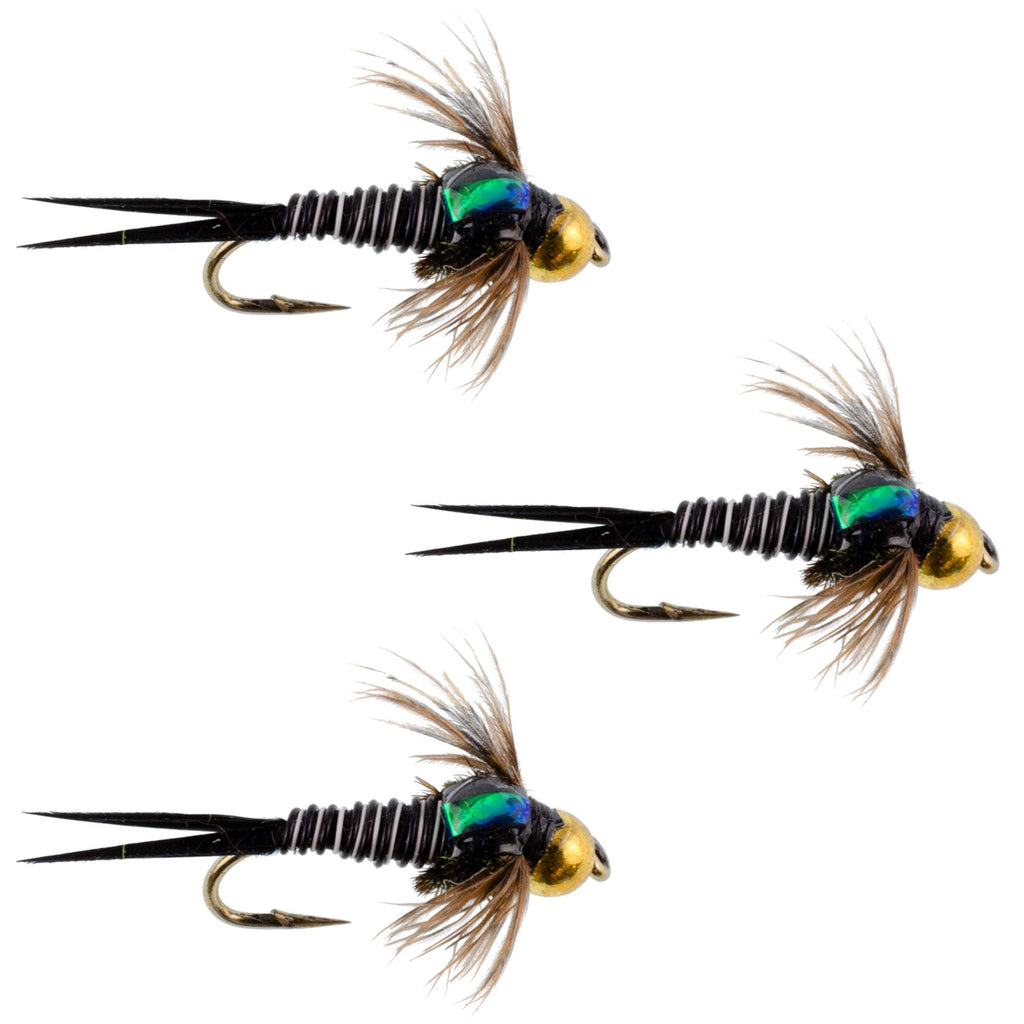 köder englisch 3 Pack Bead Head Zebra Copper John Nymph Fly Fishing Flies