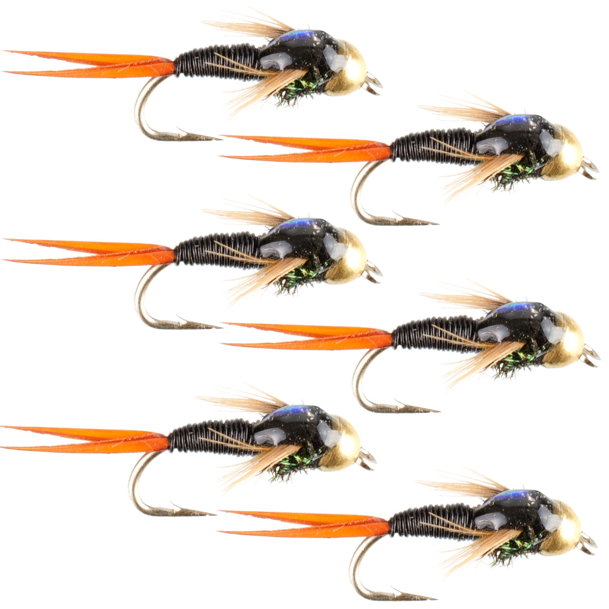 Bead Head Black Copper John Nymph Fly Fishing Flies - Set of 6 Flies H ...
