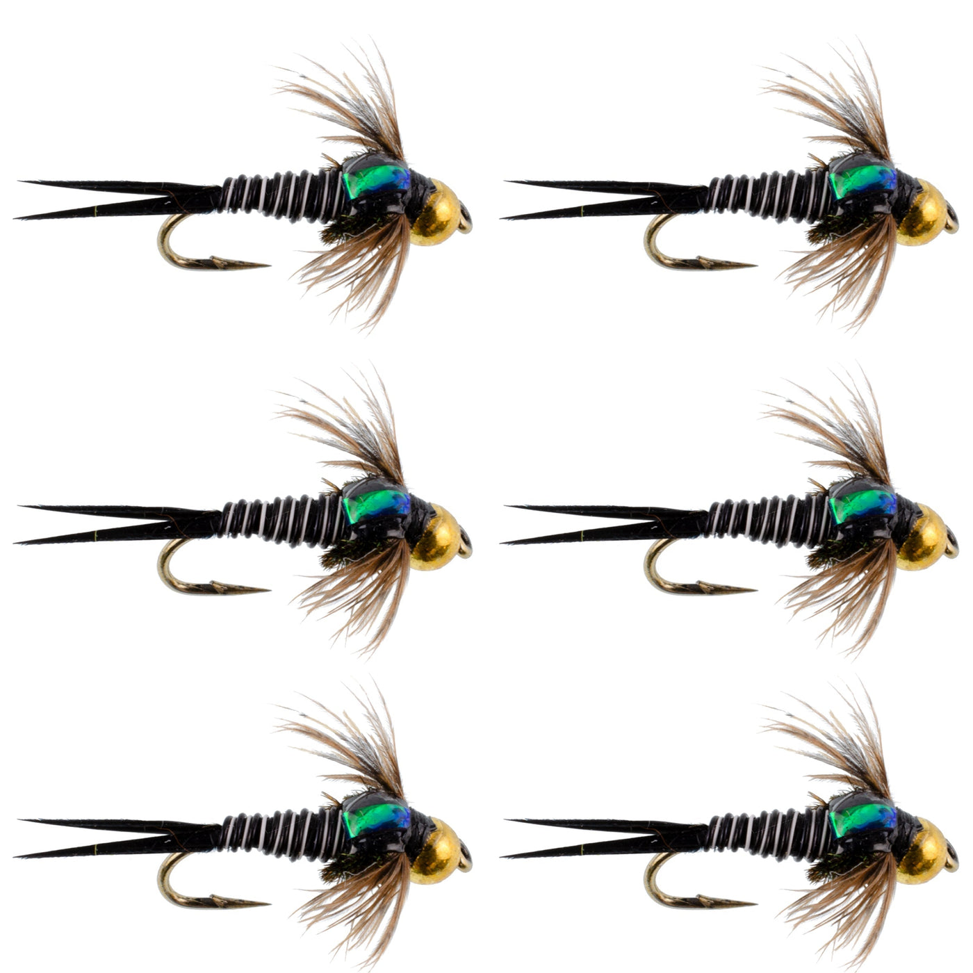 Bead Head Zebra Copper John Nymph Fly Fishing Flies - Set of 6 Flies H ...