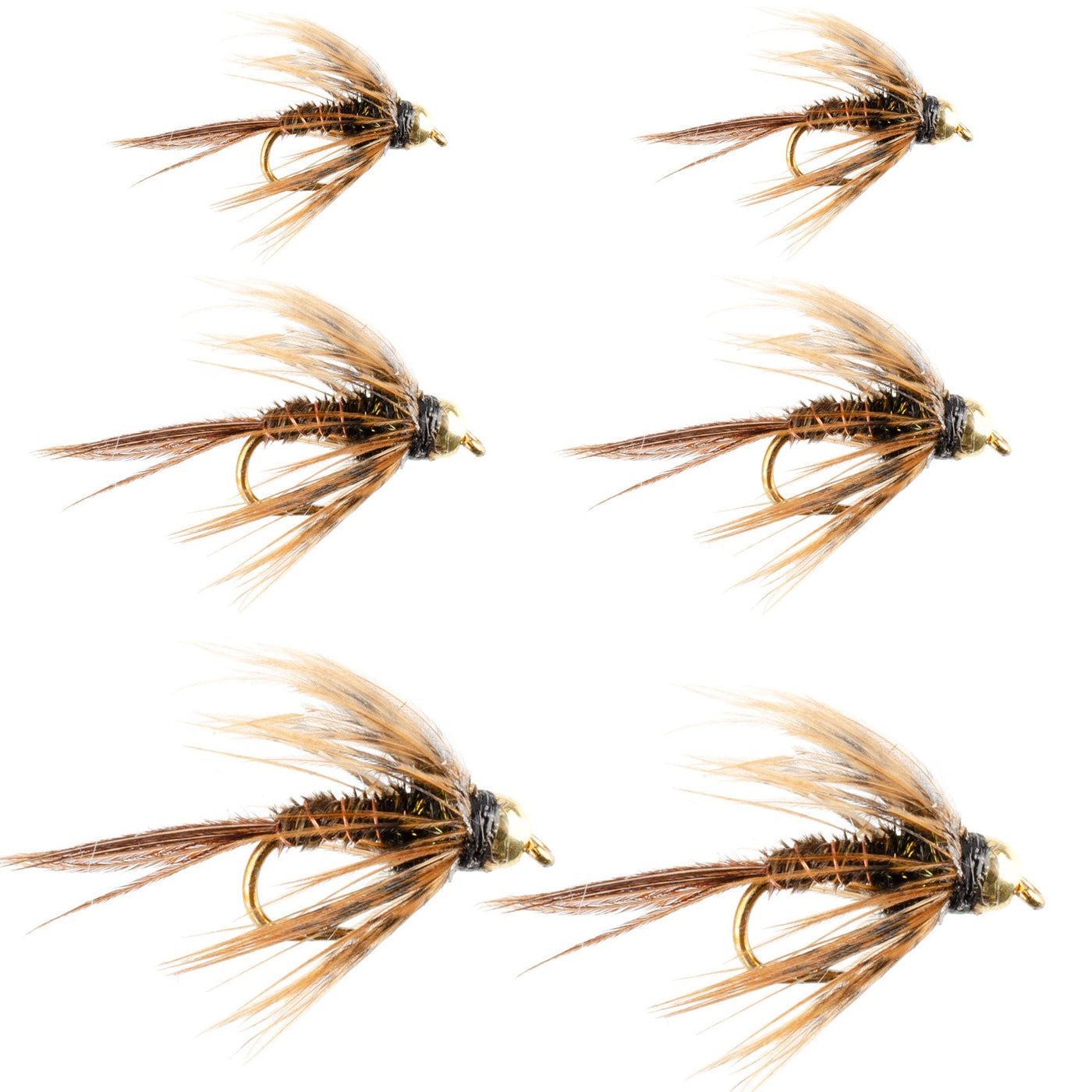 Soft Hackle Bead Head Pheasant Tail Nymph Fly Fishing Flies 6 Flies