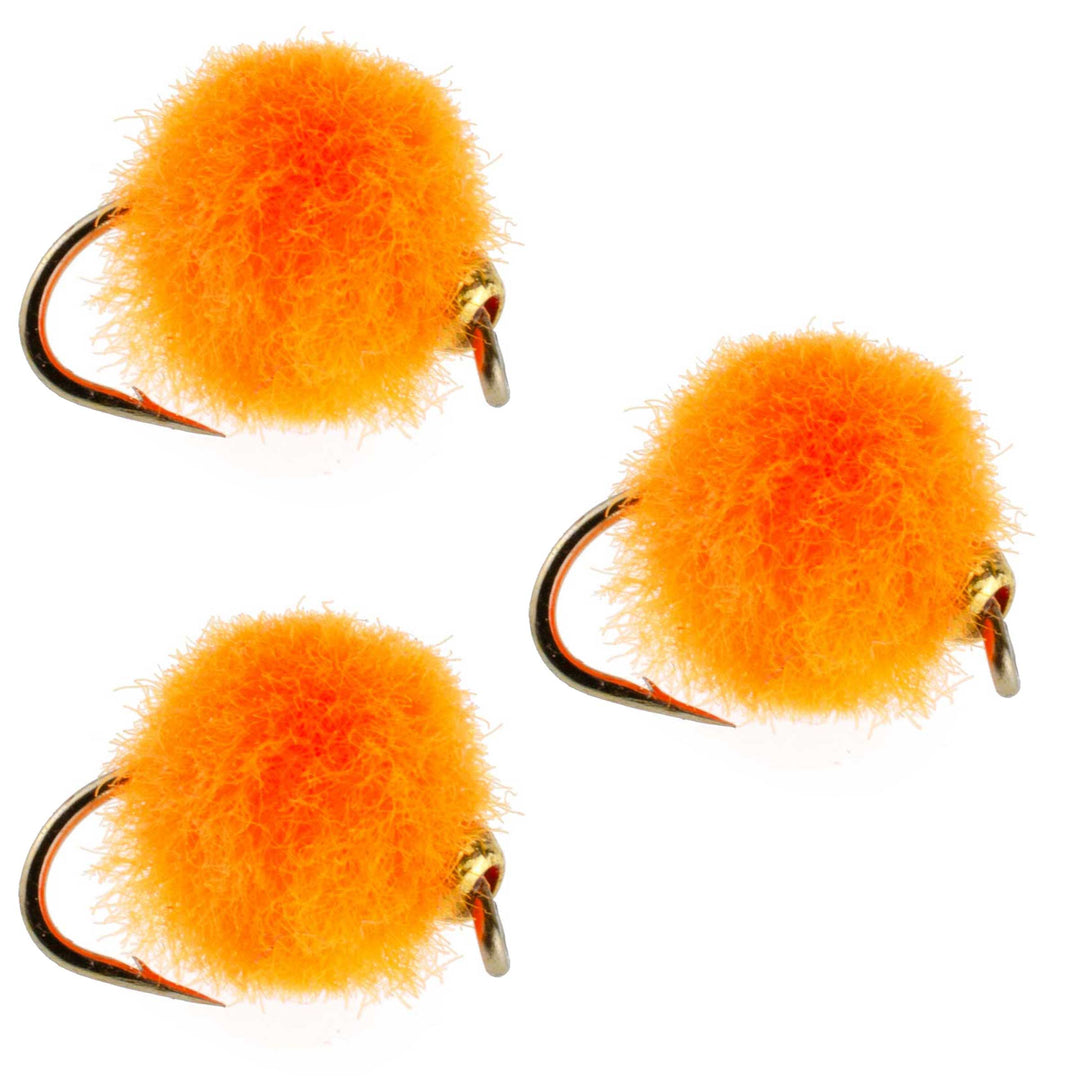 egg and hook fly fishing 3 Pack Bead Head Hot Orange Egg Fly Fishing Flies