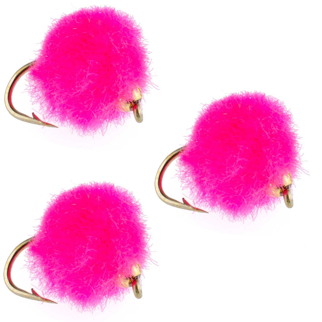 egg and hook fly fishing bead 3 Pack Bead Head Hot Pink Egg Fly Fishing Flies -Hook Size 16