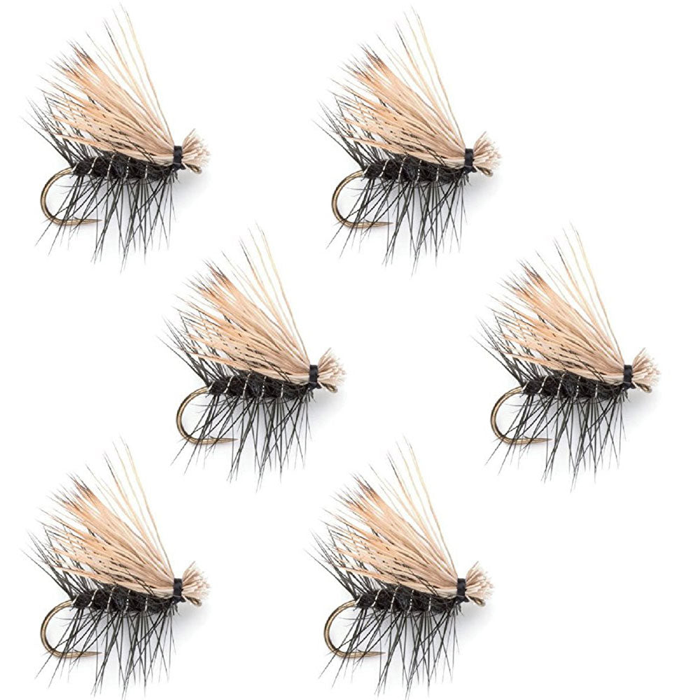 Black Elk Hair Caddis Classic Trout Dry Fly - Set of 6 Flies Size
