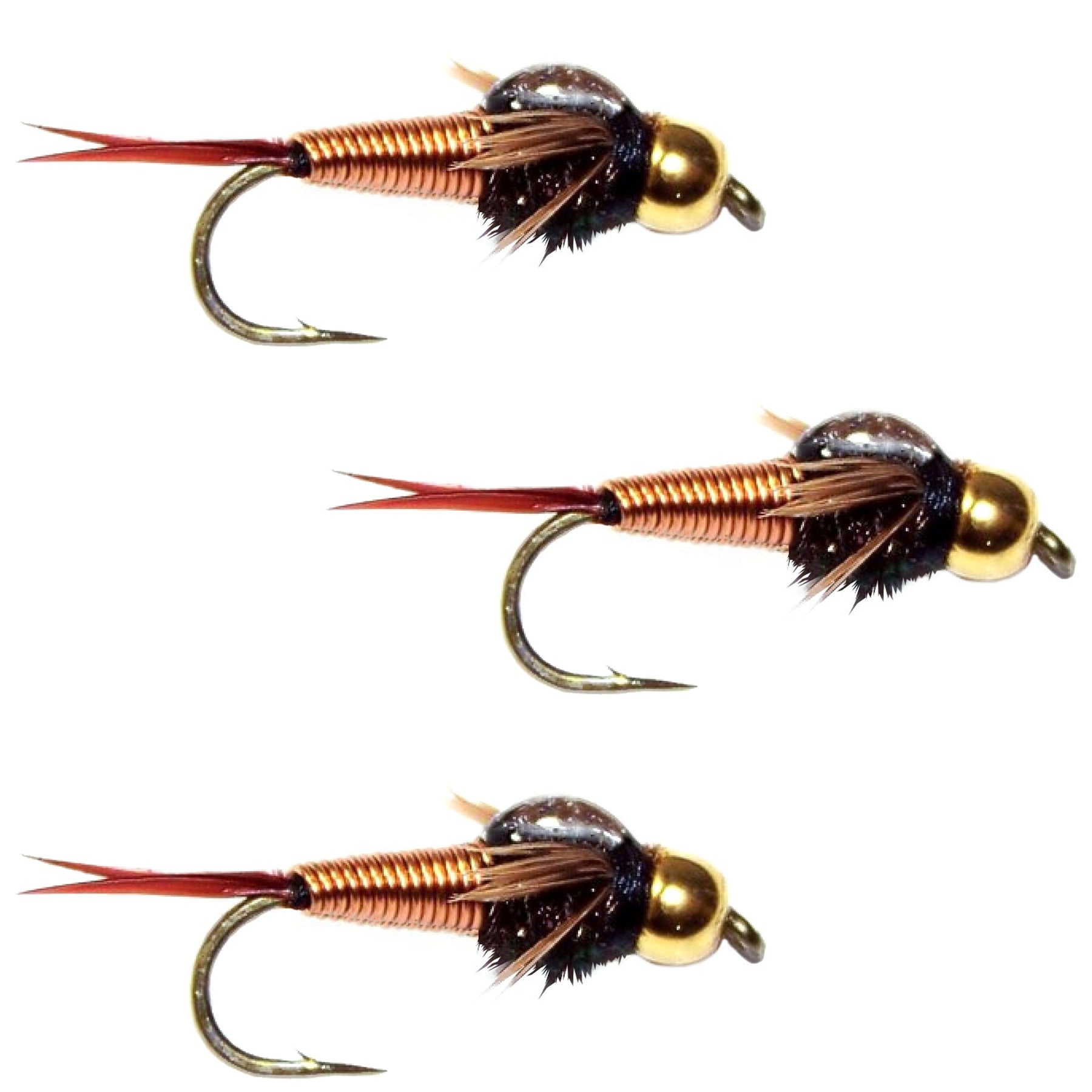 copper fly fishing rod 3 Pack Bead Head Copper John Nymph Fly Fishing Flies