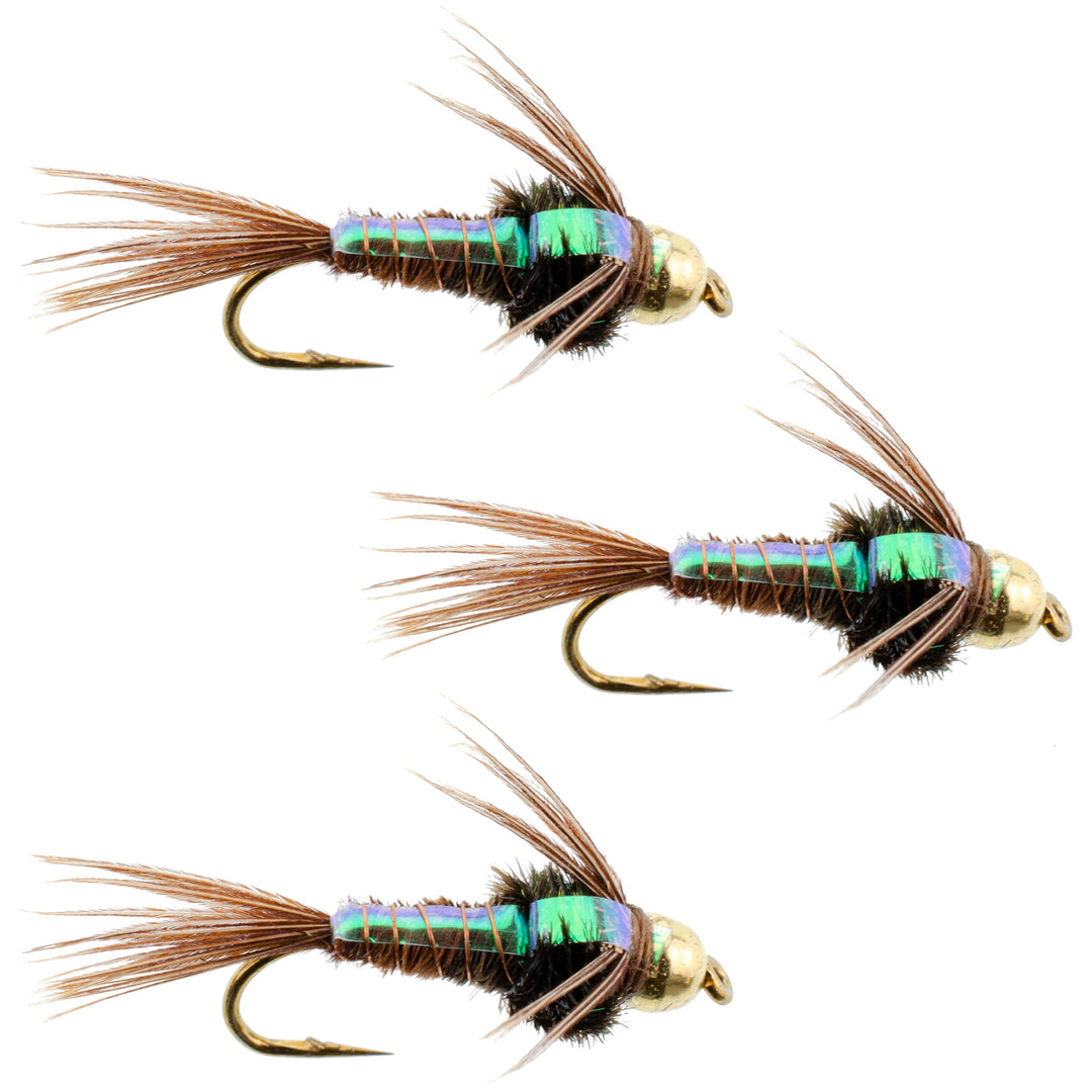 bead head fly fishing lures 3 Pack Bead Head Flashback Pheasant Tail Nymph Fly Fishing Flies Hook Size 10