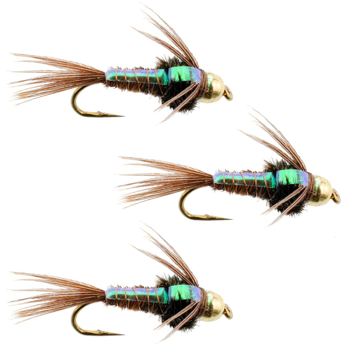 Beaded Flashback Fly Pattern 3 Pack Bead Head Flashback Pheasant Tail Nymph Fly Fishing Flies Hook ...