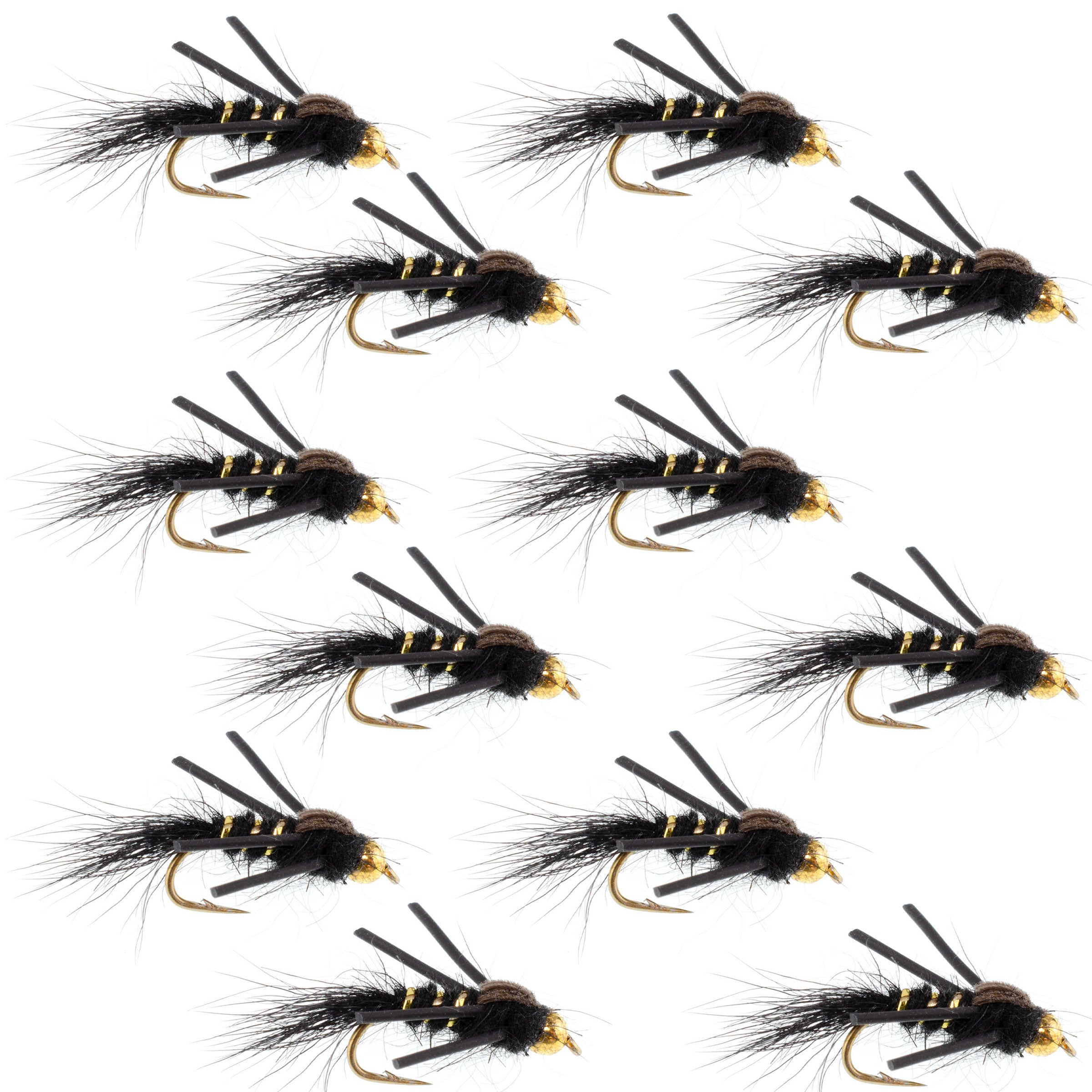 Tungsten Bead Head Rubber Legs Black Gold-Ribbed Hare's Ear Trout Fly ...