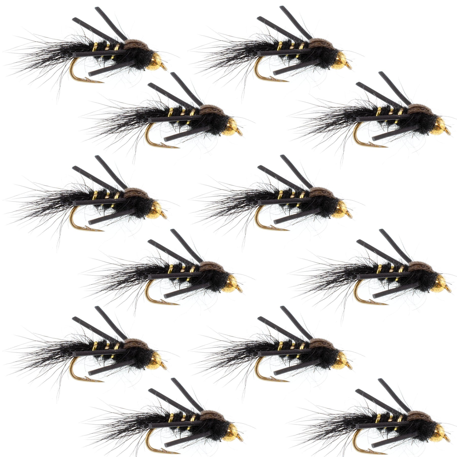 Rubber Fly Rings Tungsten Bead Head Rubber Legs Black Gold-Ribbed Hare's Ear Trout Fly ...