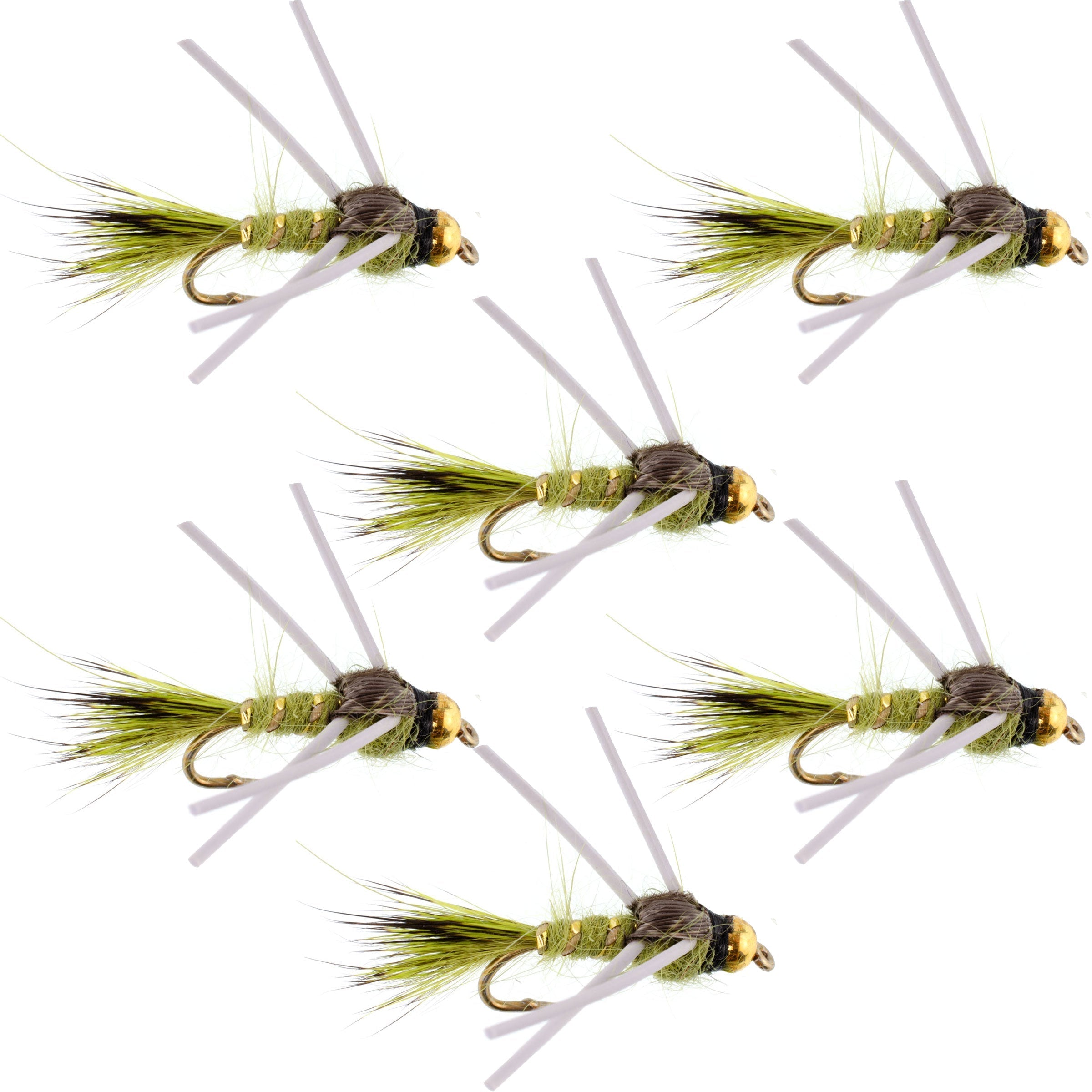 Rubber Fly Rings Tungsten Bead Head Rubber Legs Olive Gold-Ribbed Hare's Ear Trout Fly ...