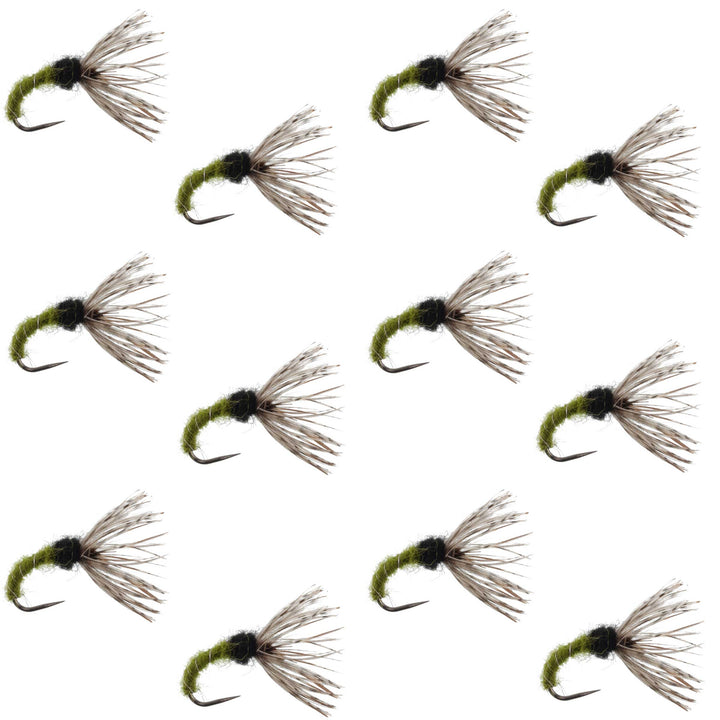 Olive Zebra Sakasa Kebari - 12 Tenkara Flies - Size 16