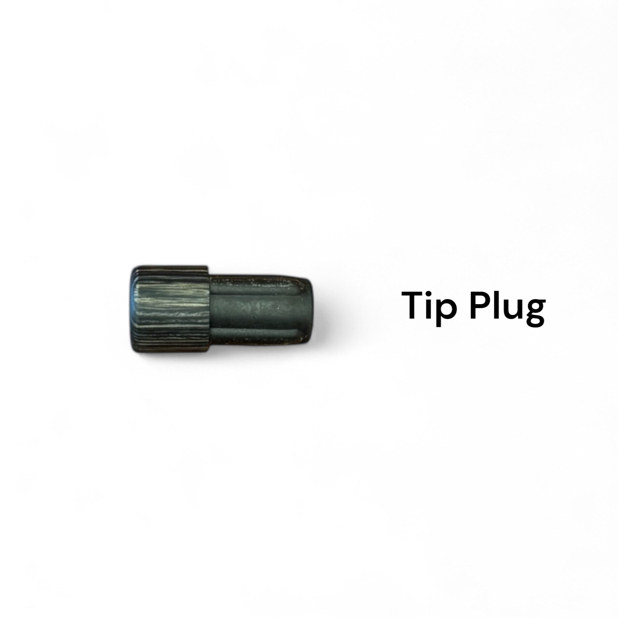 Black tip plug replacement for Wasatch Tenkara Rods Phoenix Rising, used to secure and protect the rod tip during storage and transport.