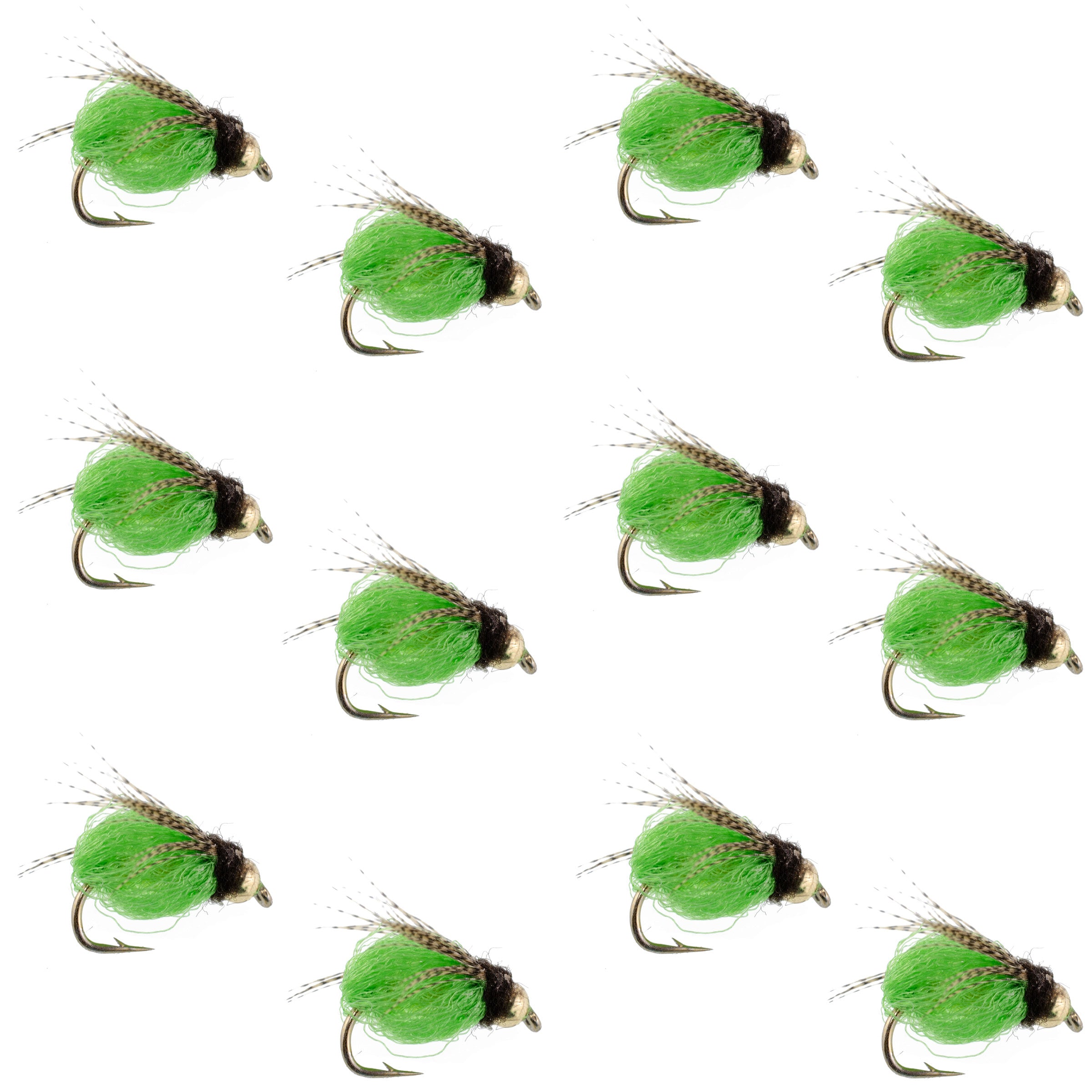 Bead Head LaFontaine Green Deep Sparkle Caddis Pupa - 12 Flies Size 18 ...