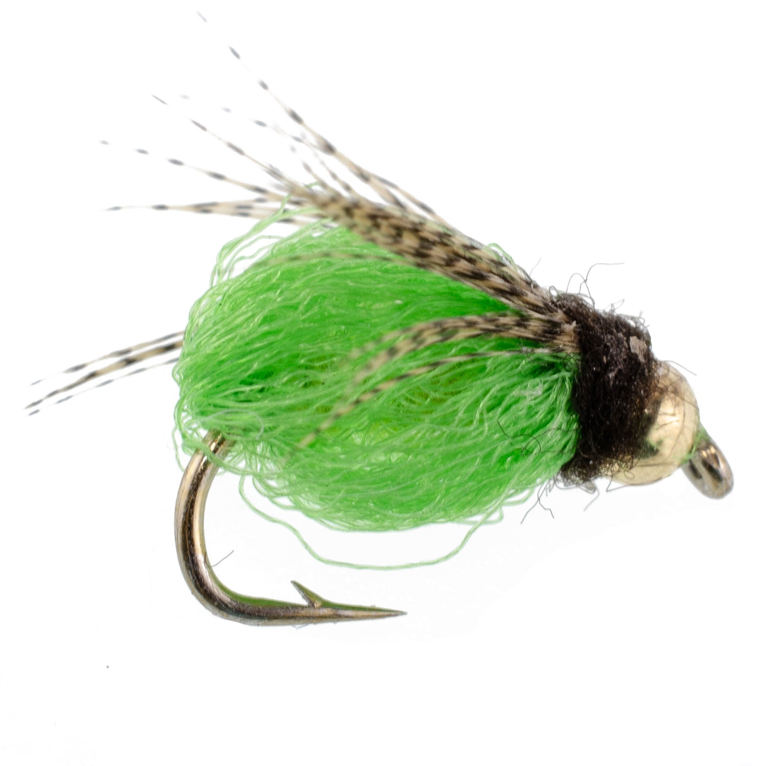 Bead Head LaFontaine Green Deep Sparkle Caddis Pupa - 12 Flies Size 18