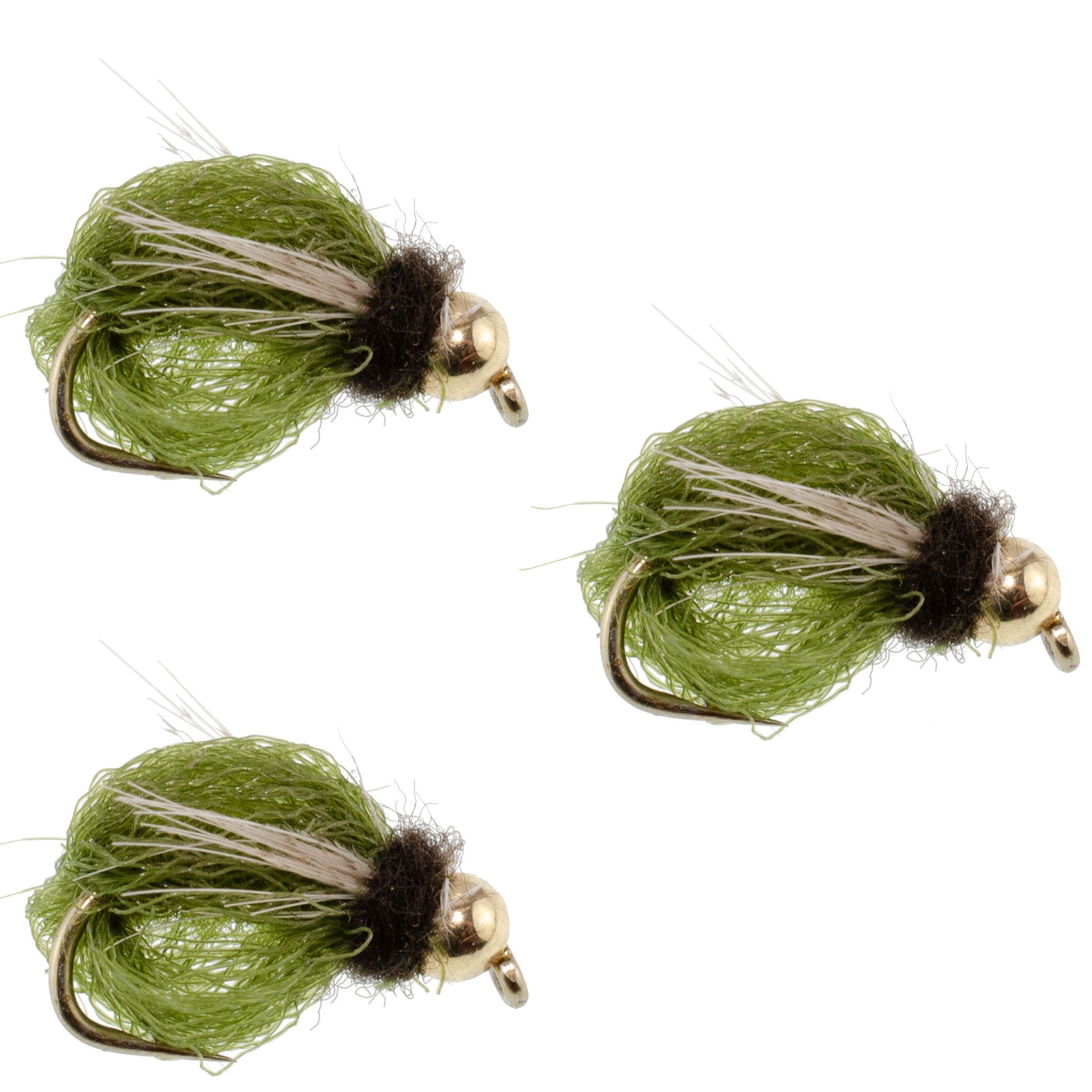 3 Pack Bead Head LaFontaine Olive Deep Sparkle Caddis Pupa - Size 18