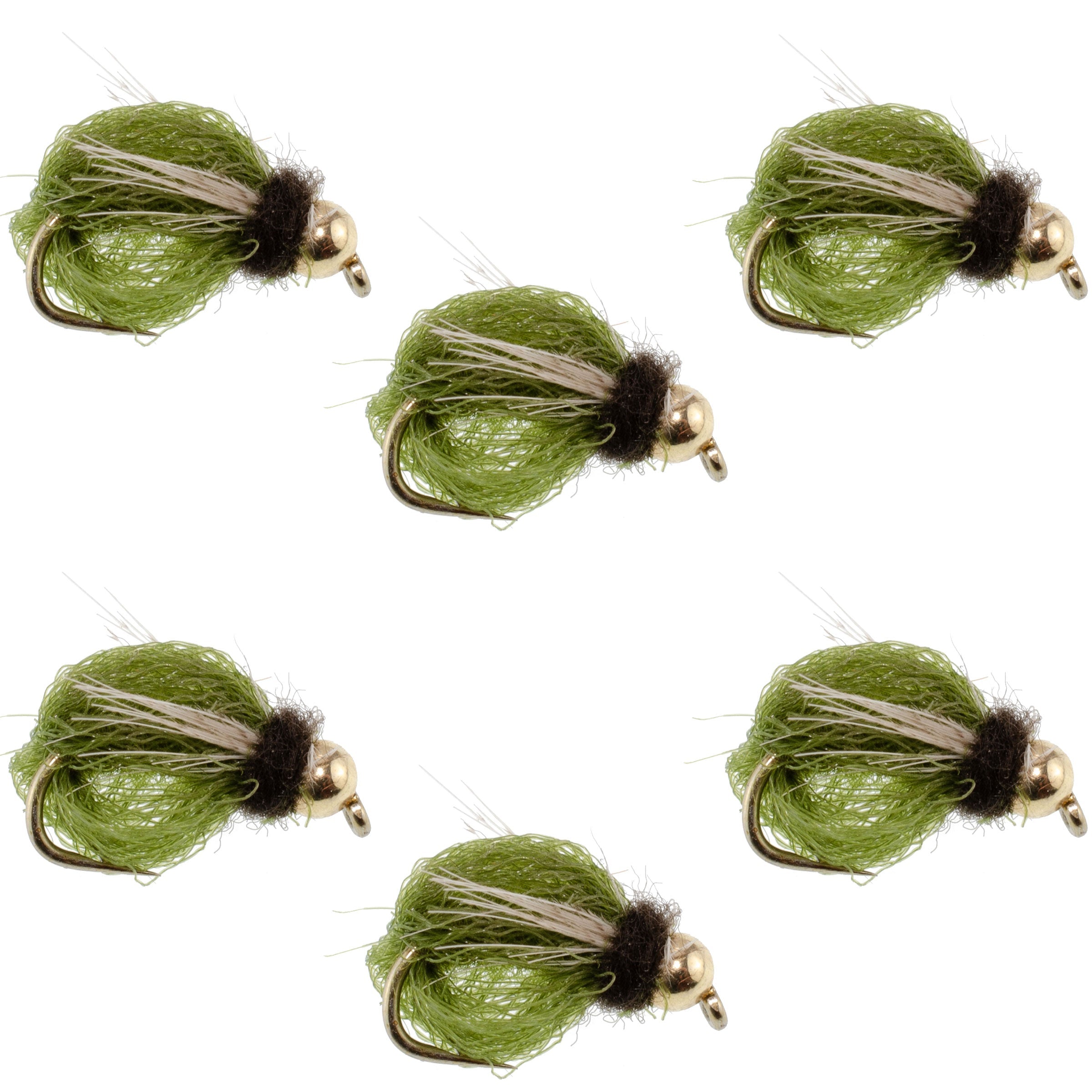 Bead Head LaFontaine Olive Deep Sparkle Caddis Pupa - 6 Flies Hook Size 18