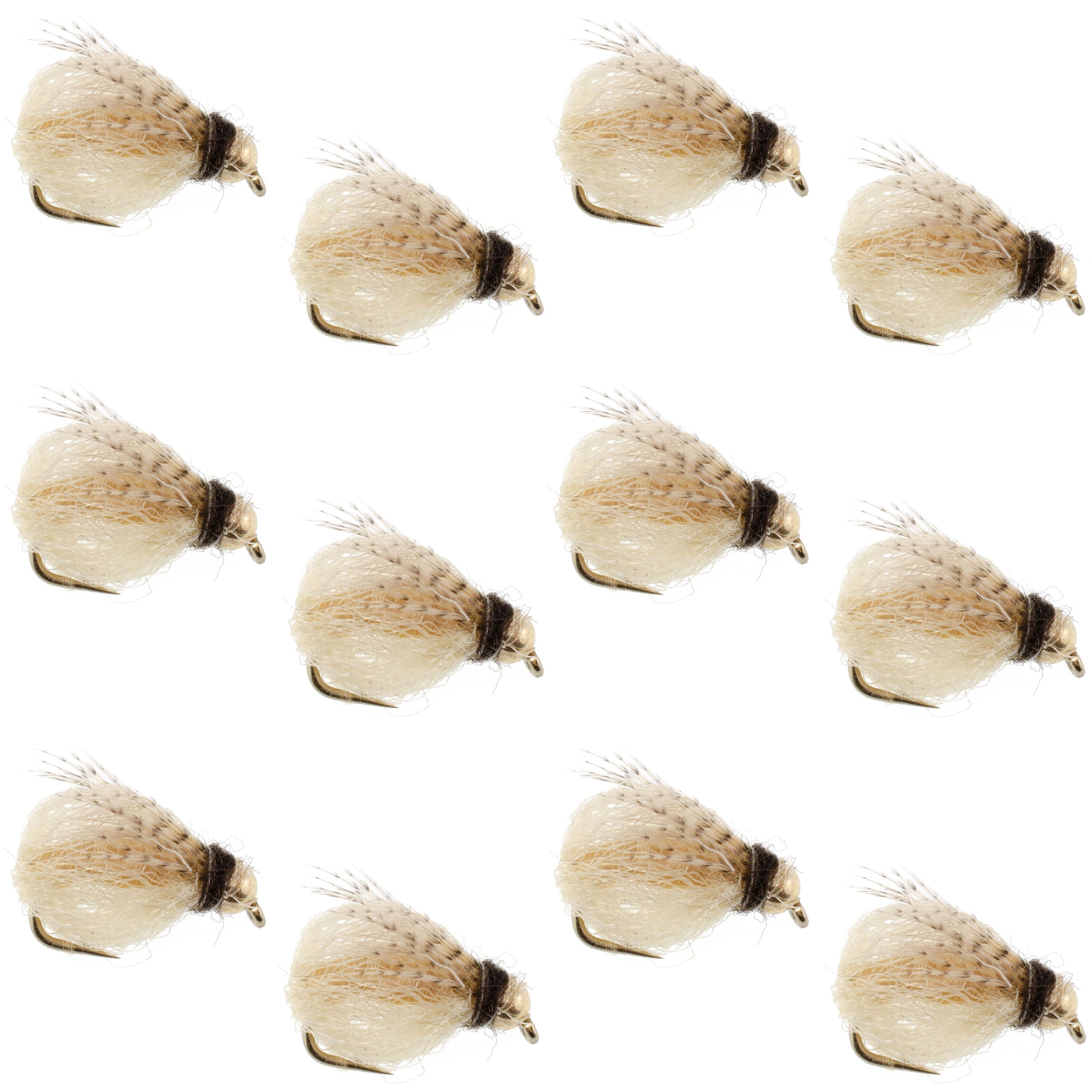 Bead Head LaFontaine Tan Deep Sparkle Caddis Pupa - 12 Flies Size 12