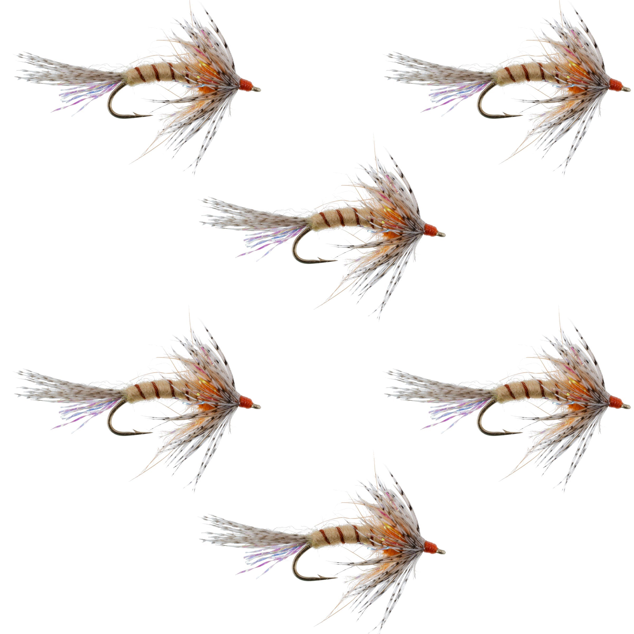 Orange Shakey Bealy Fall Soft Hackle Wet Fly - 6 Flies Hook Size 10