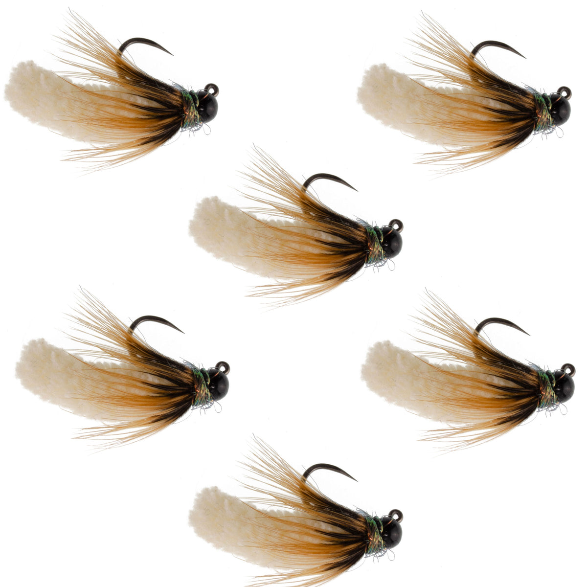 Mop Insect Fly Tungsten Bead Cream Mop Fly Tactical Jig Euro Nymph - 6 Flies Size 14