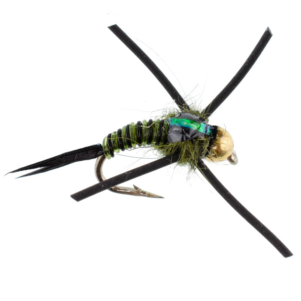 Copper John Fly Fishing Flies – Black, Bead Head, 1 Dozen (12) – Freshwater Nymphs