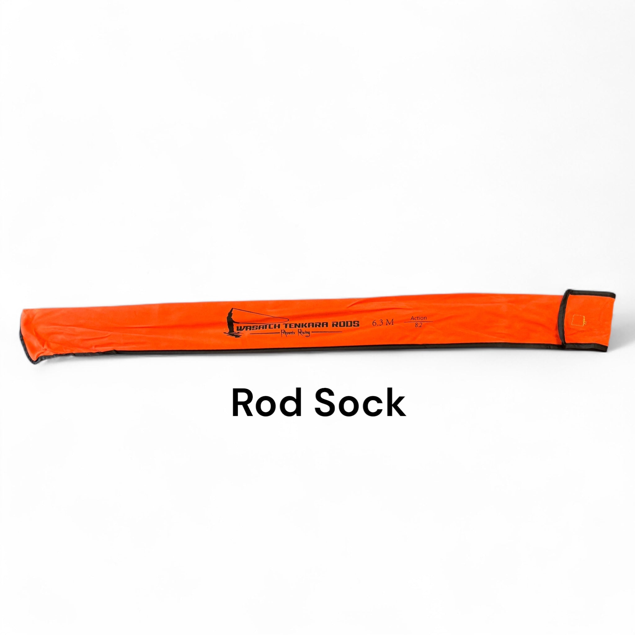 Bright orange replacement rod sock for the Wasatch Tenkara Rods Phoenix Rising, providing lightweight protection and organized storage for your 6.3M Tenkara rod.