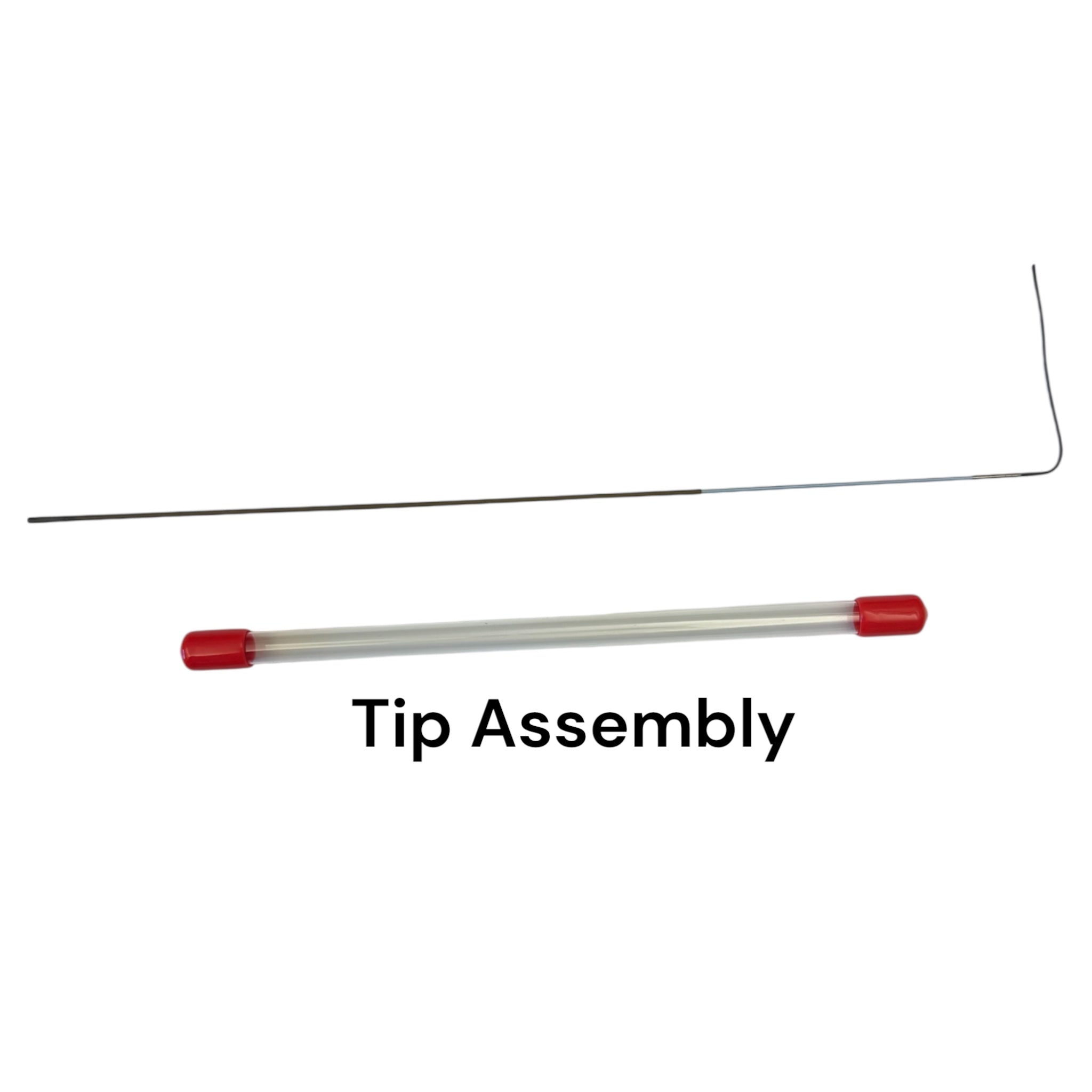 Tip assembly for Wasatch Tenkara Rods Snub Nose IV shown with protective plastic tube, including sections 9, 10, and Lillian for precise casting and easy replacement of the rod’s most delicate components.