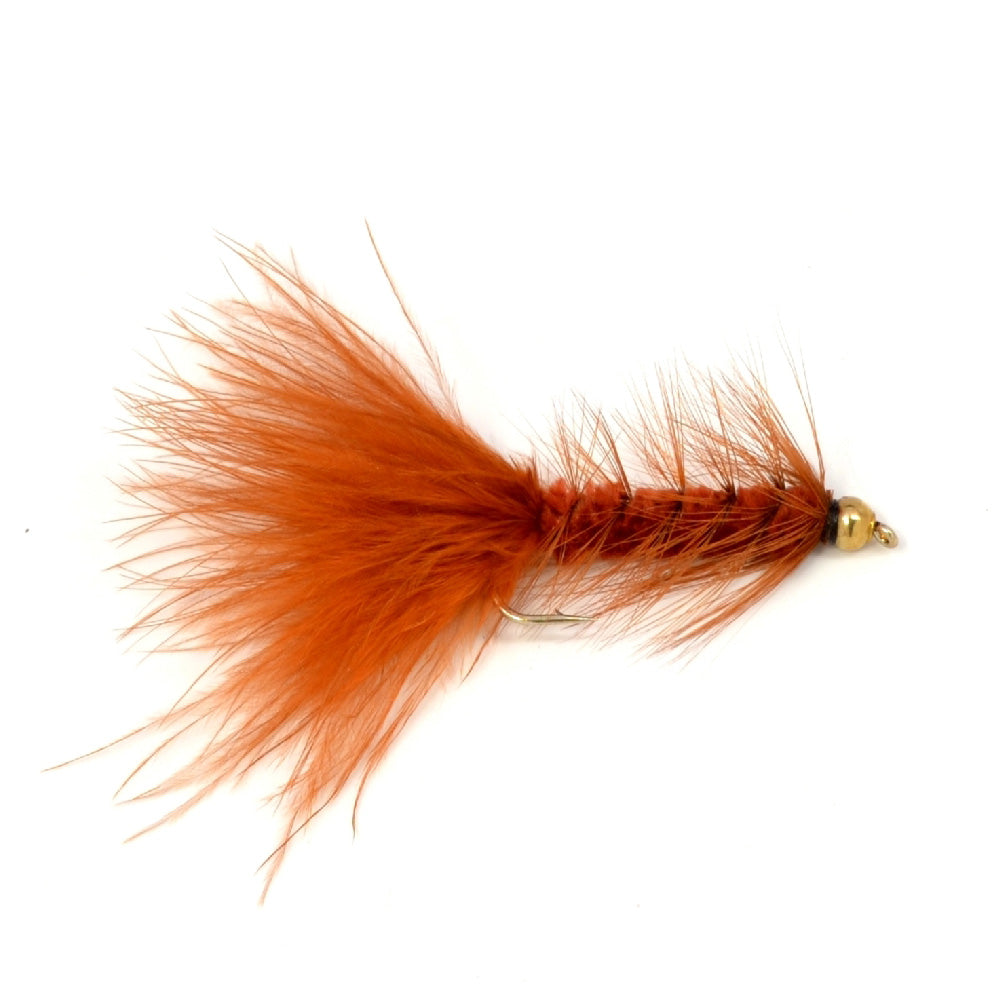 Brown Bead Head Crystal Woolly Bugger Classic Streamer Flies - Set