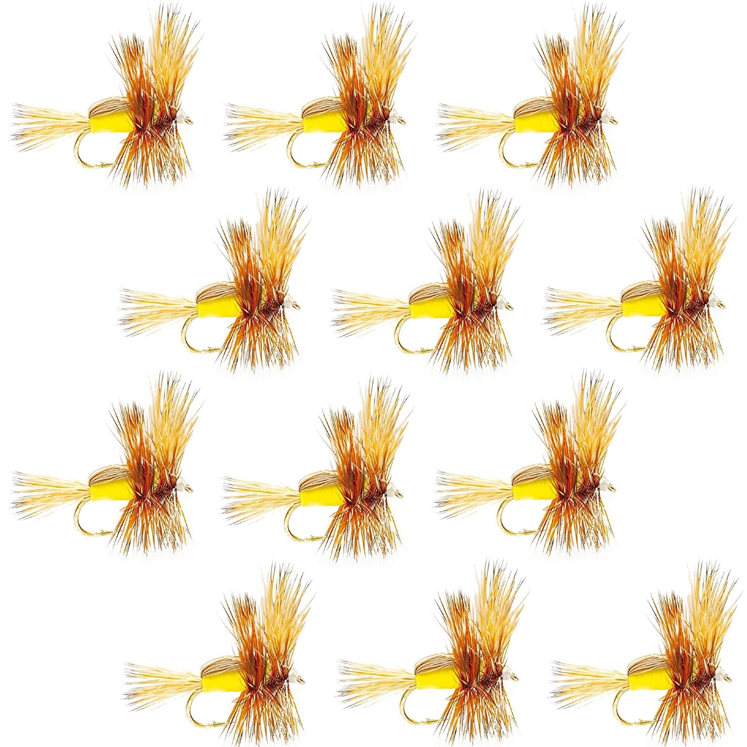 Yellow Humpy Classic Hair Wing Dry Fly - 1 Dozen Flies Hook Size 10 ...